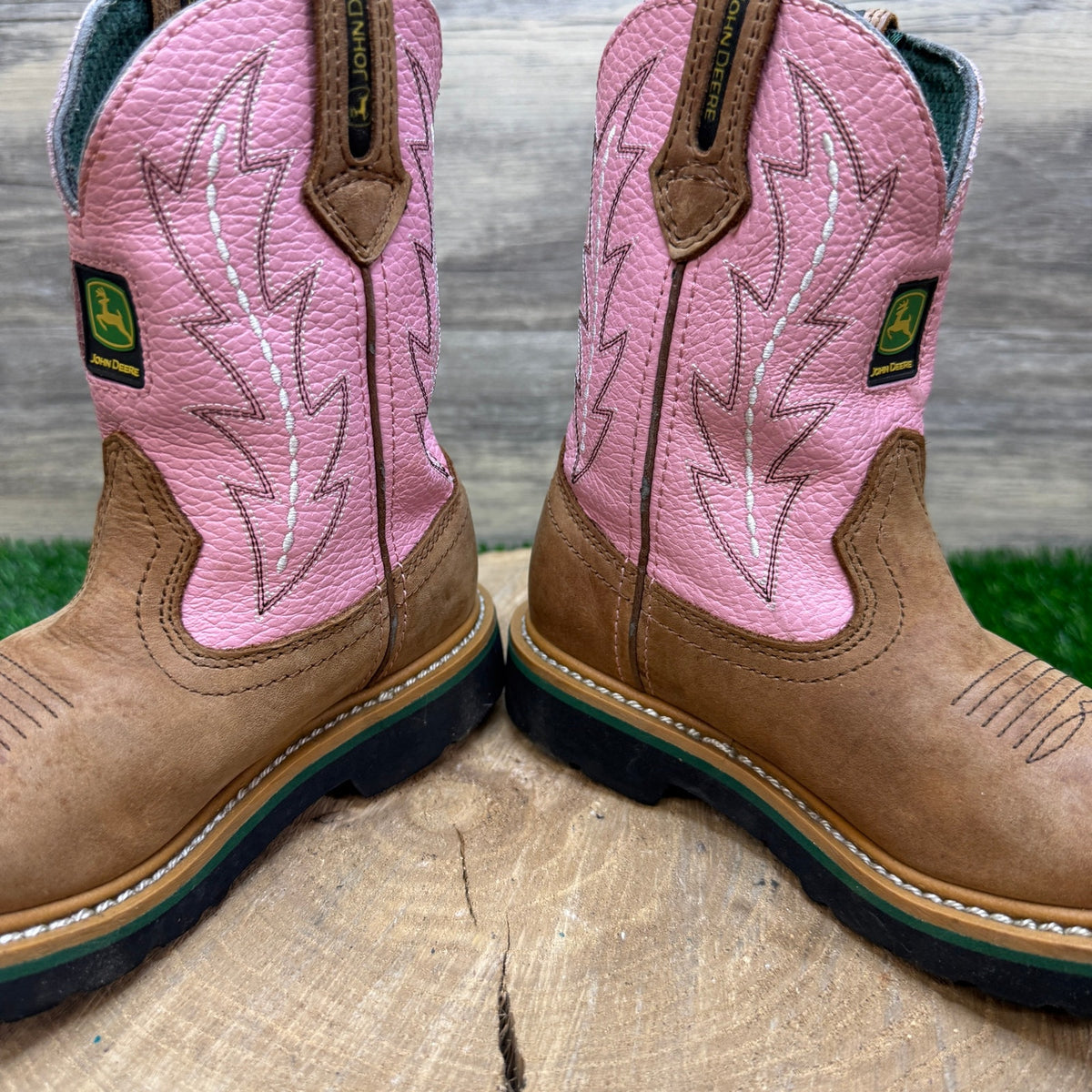 John Deere Youth - Size 12M - Pink/Tan Western Cowboy Boots Style JD2185