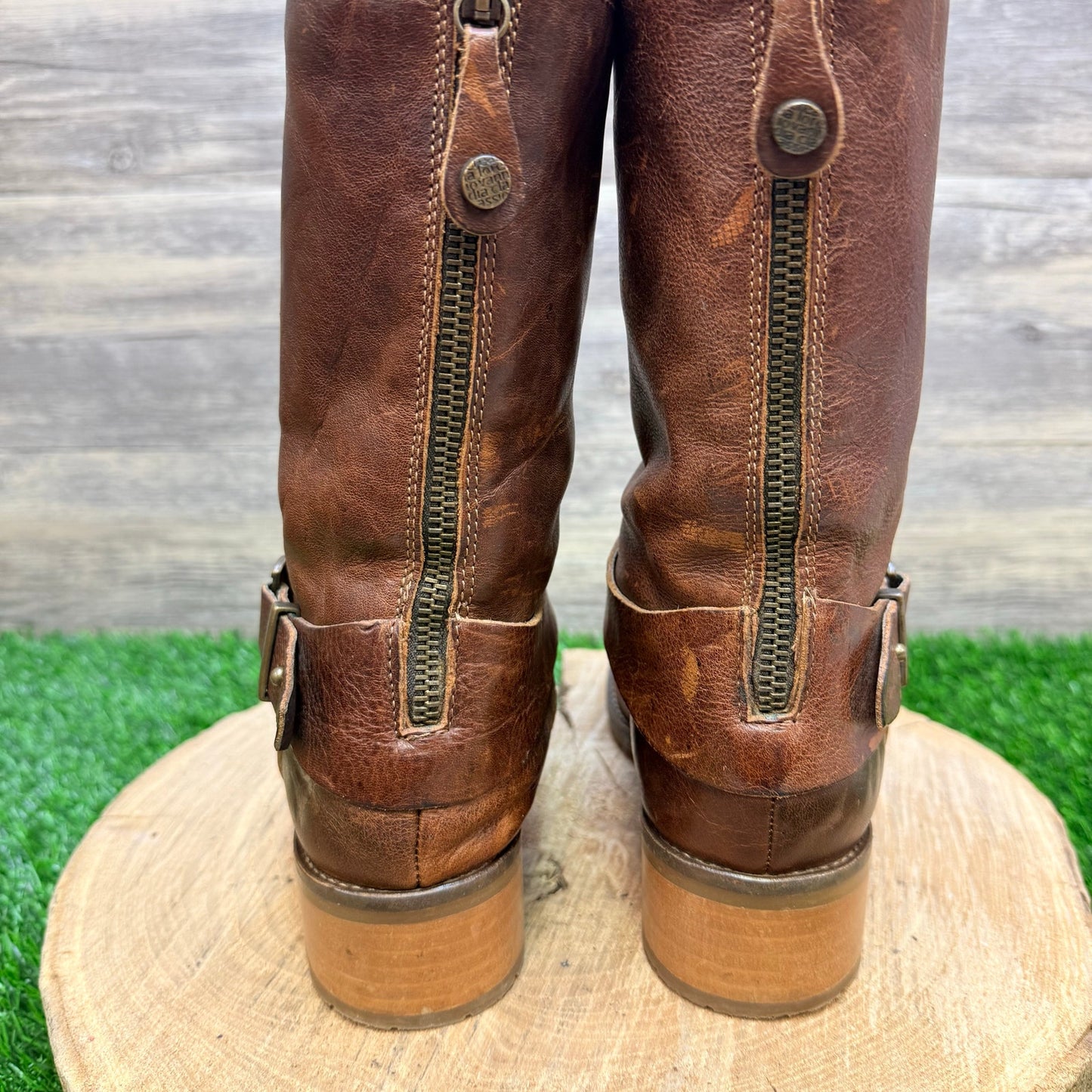 Fabianelli Women - Size 7 / 37 - Brown Harness Zipper Boots C160
