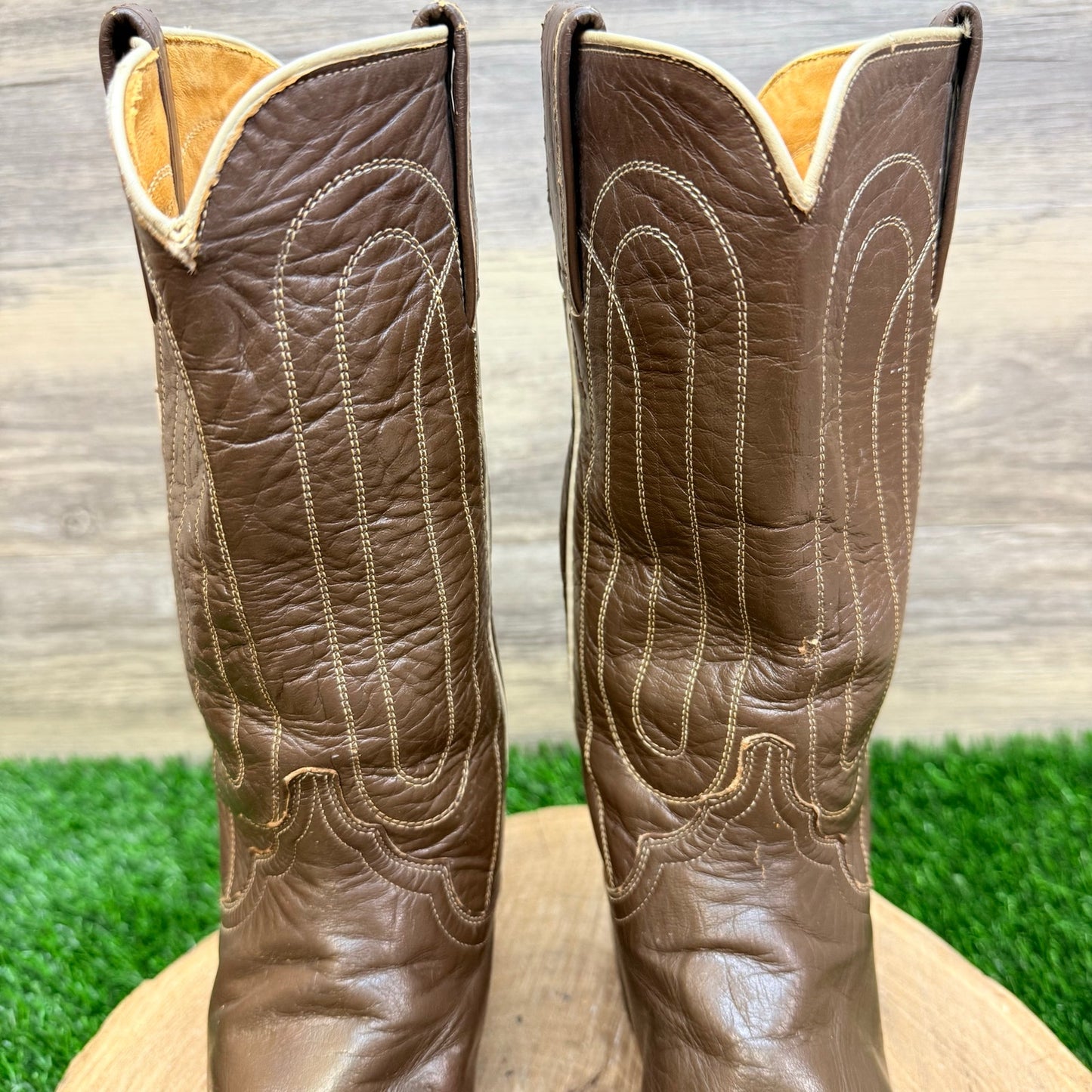 Justin Women / Youth - Size 5C / 1.5 - Vintage Brown Western Cowboy Boots L-4003