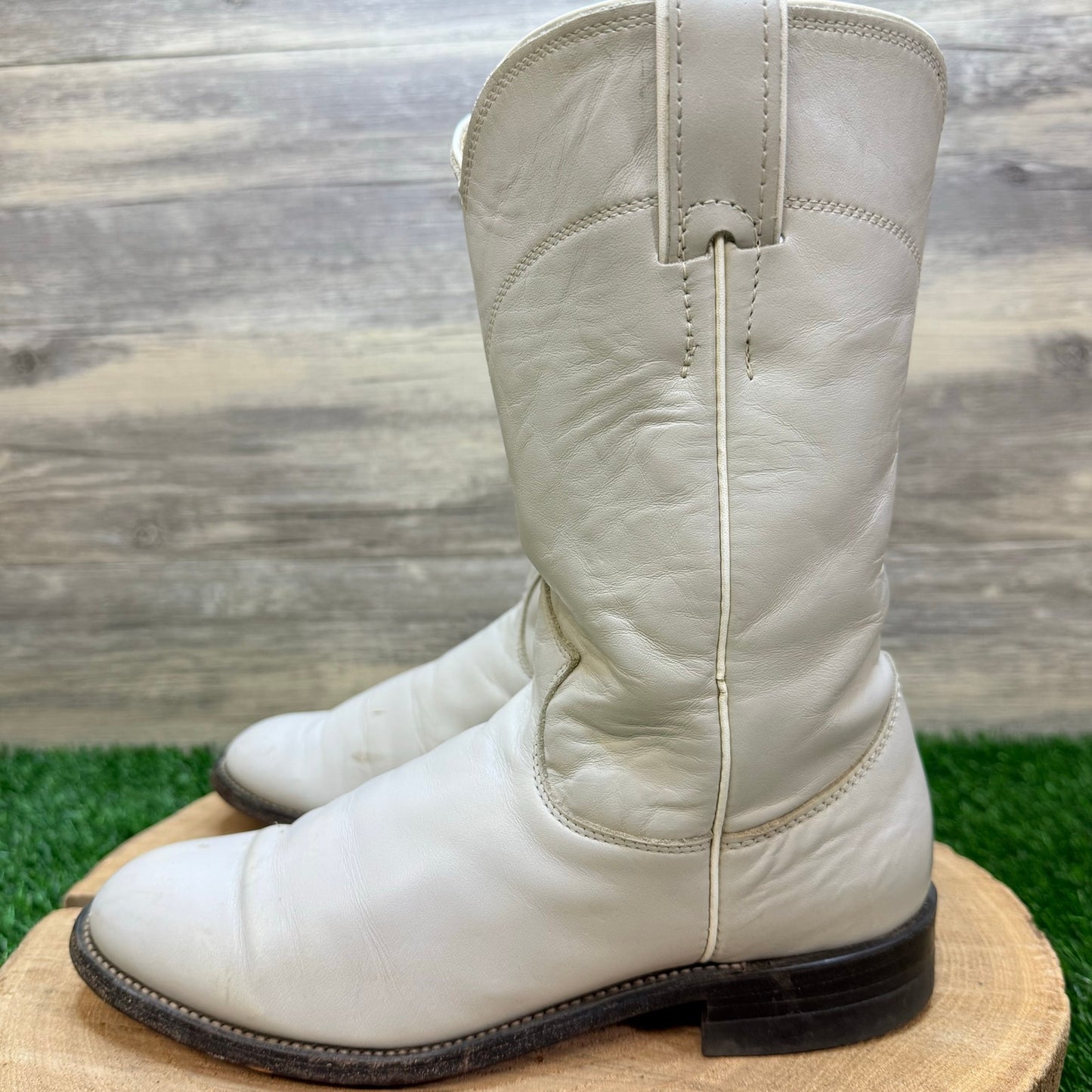 Justin Women - Size 6.5C - Vintage Beige Roper Western Cowboy Boots Style L3713