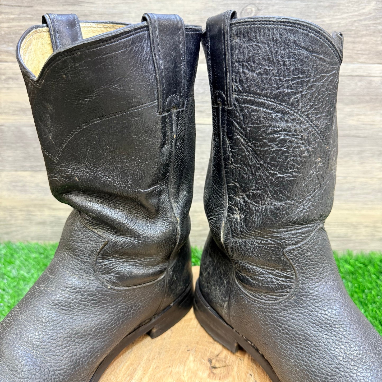 Justin Men - Size 9D - Black Exotic Roper Cowboy Boots USA J40594