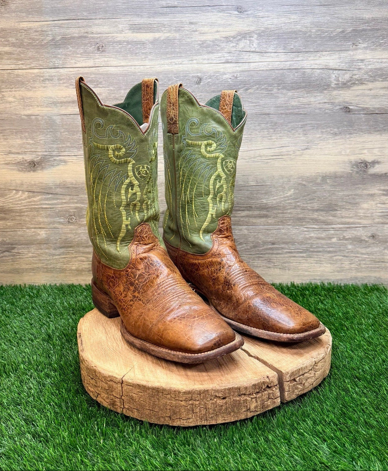 Ariat Men - Size 11.5D - Brown / Green Mesteno Square Toe Cowboy Boots 10006841