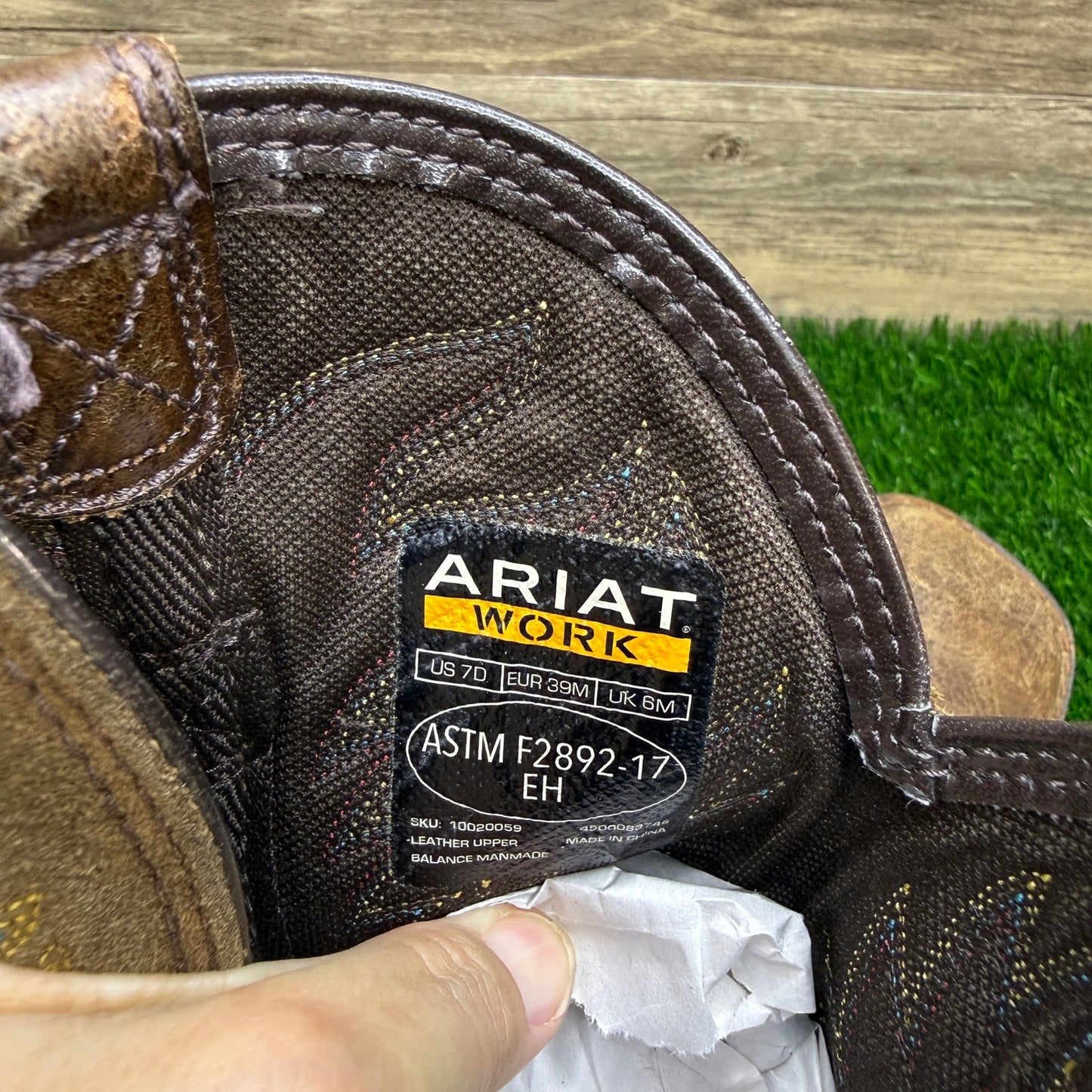 Ariat Work Men - Size 7D - Brown Square Toe Cowboy Boots Style F2892