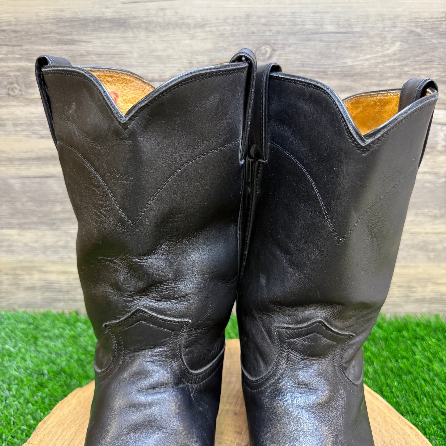 Justin Men - Size 9D - Black Roper Cowboy Boots Style 3133
