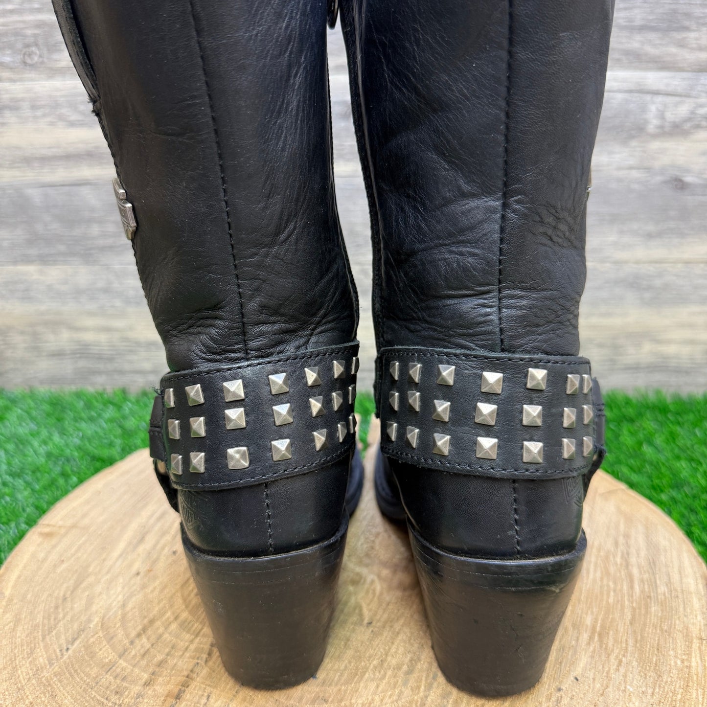 Harley Davidson Women - Size 6 - Black Harness Zipper Boots Style 85161