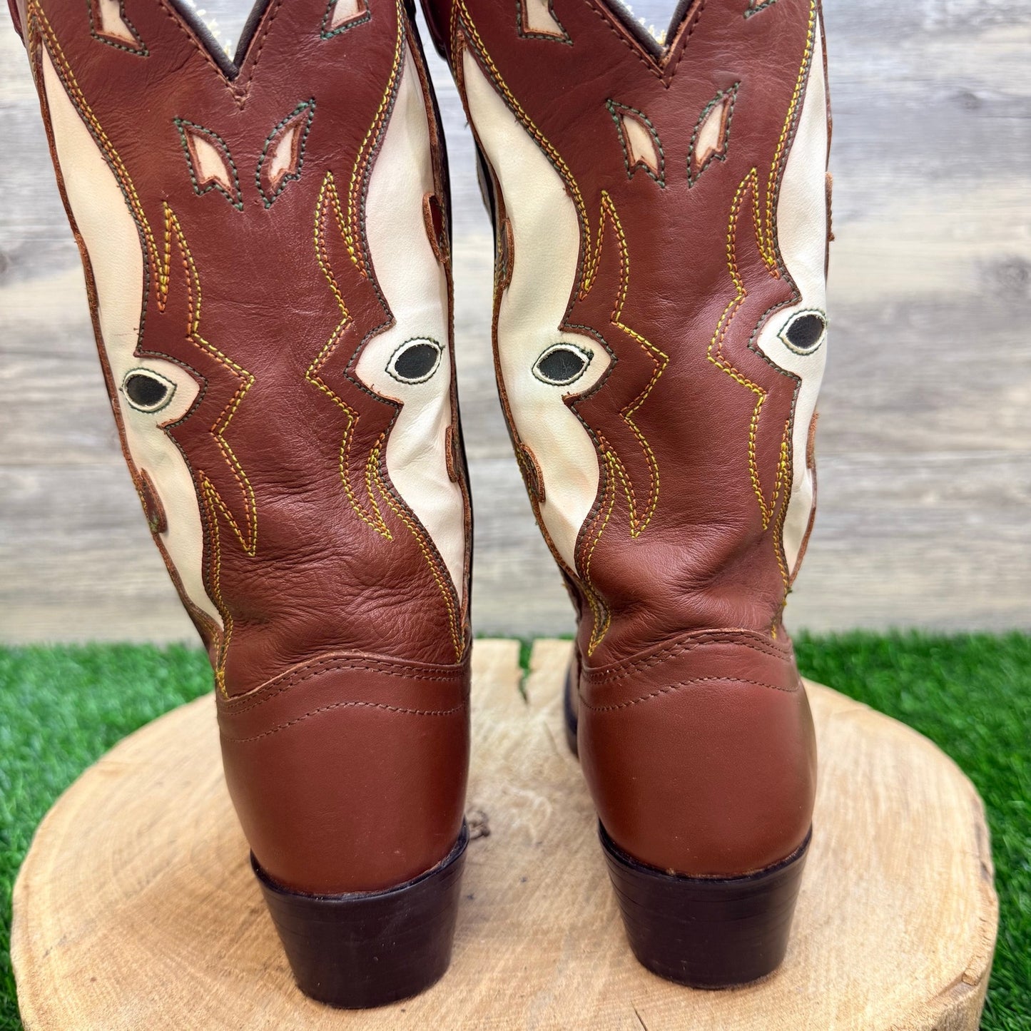 Justin Youth - Size 4D - Brown / White Inlay Cowboy Boots 6005Y