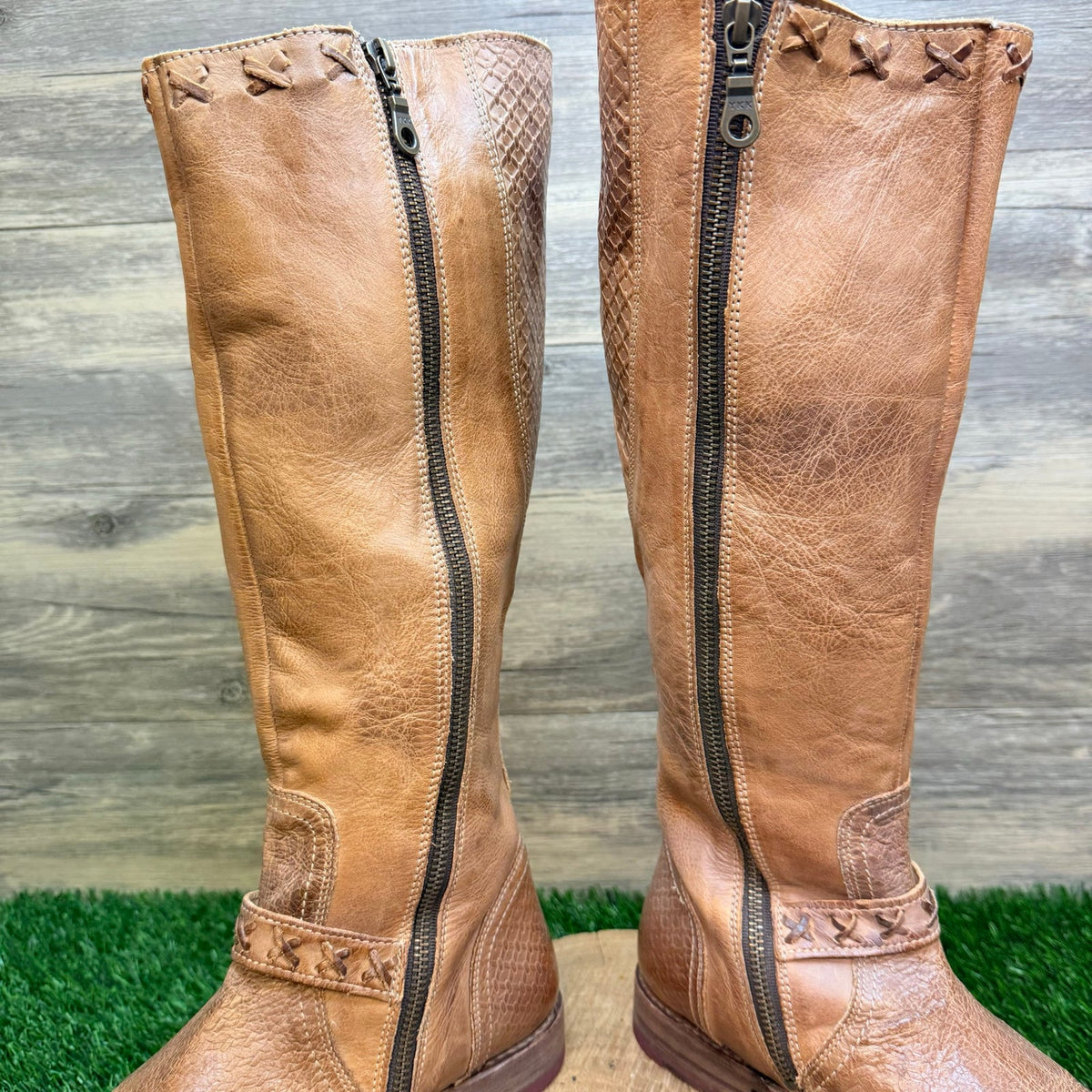 Bed Stu Women - Size 7.5 - Tan Cobbler Series Riding Dual Zipper Boots