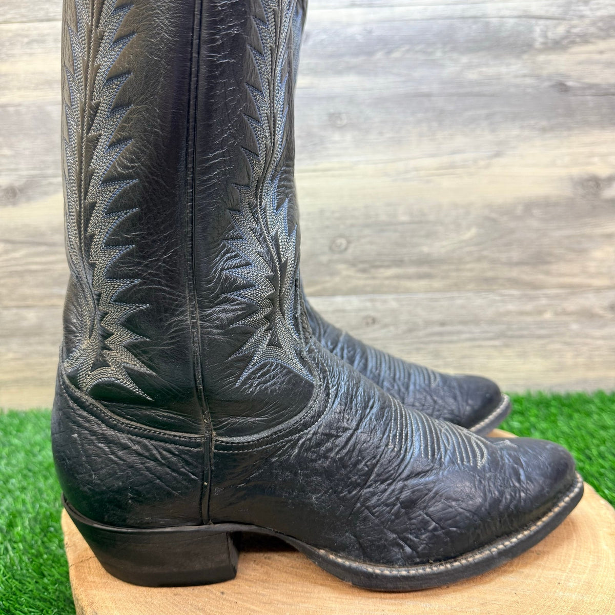 Tony Lama Men - Size 10D - Vintage Black Preban Elephant Skin Cowboy Boots 8612