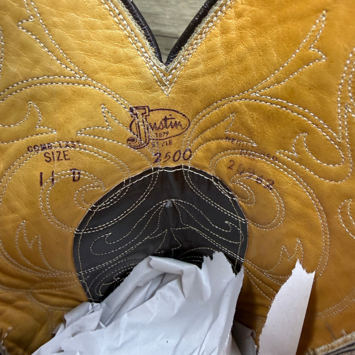 Justin Men - Size 11D - Vintage Brown Embroidered Western Cowboy Boots 2500