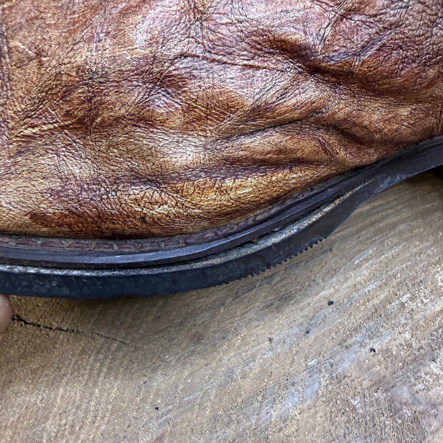 Texas Men - Size 10EE - Vintage Brushed Brown Slouch Western Cowboy Boots 7841