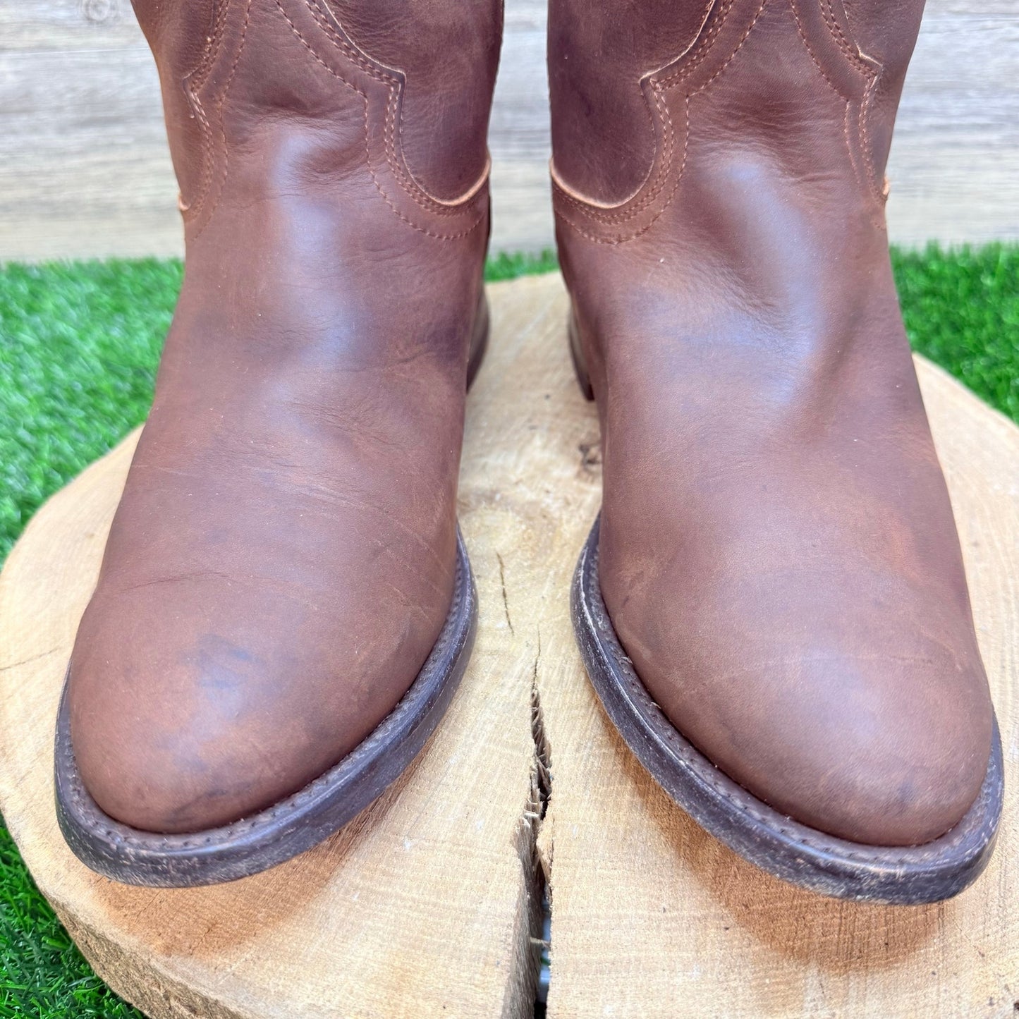 Establo Men - Size 10 - Brown Roper Style Western Cowboy Boots 4RO