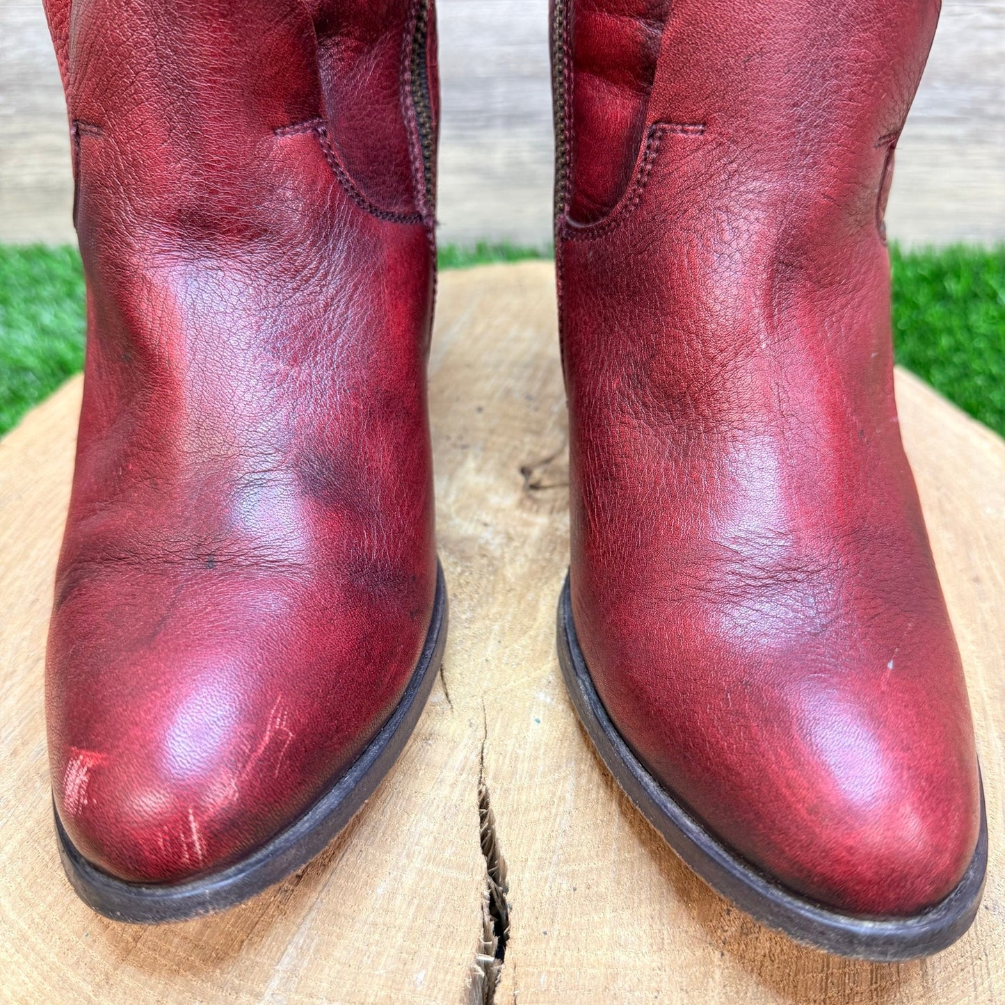 Dolce Vita Women - Size 9 - Distressed Red Ankle Dual Zipper Boots