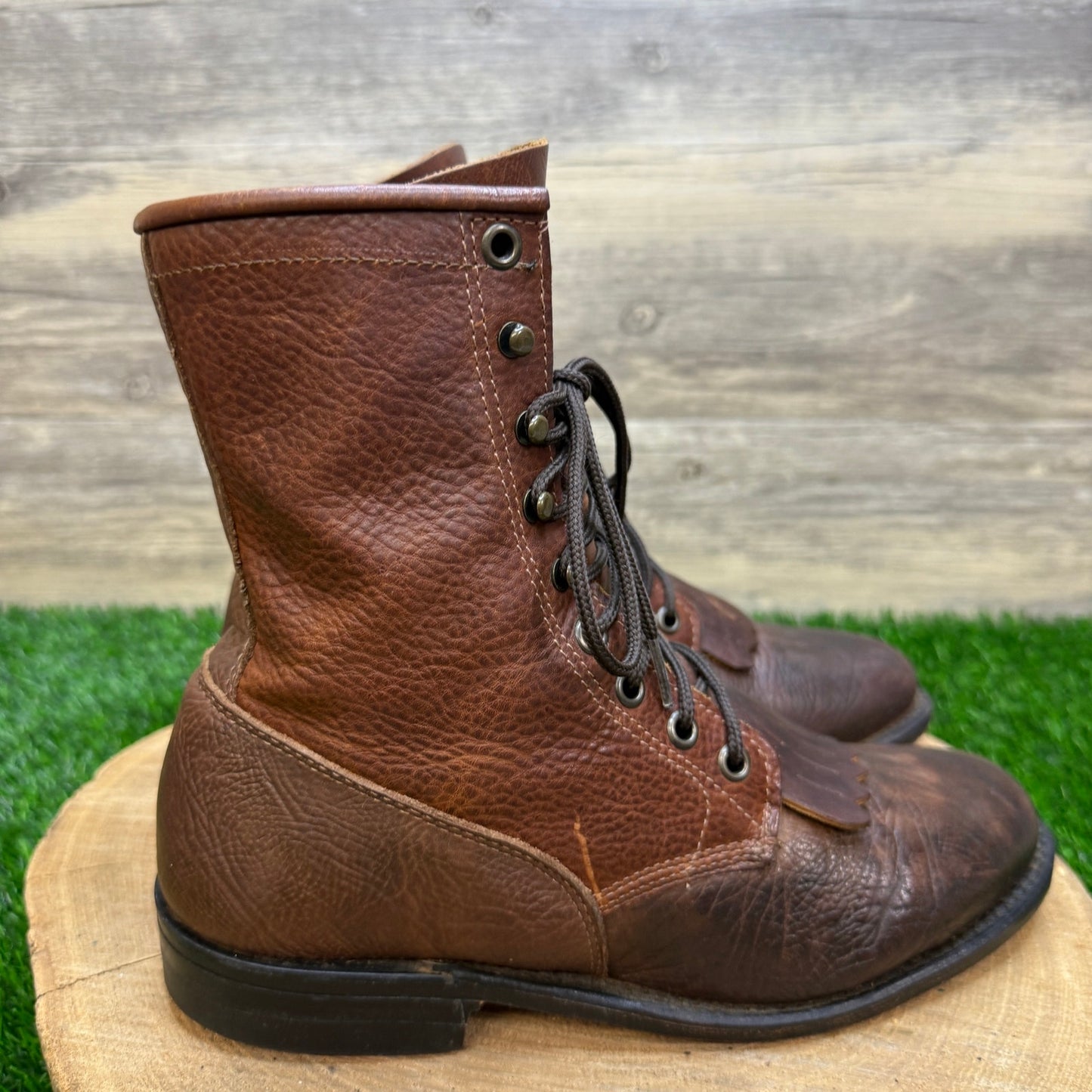 Boulet Women - Size 7C - Chocolate Lace Up Cowboy Boots Style 6124