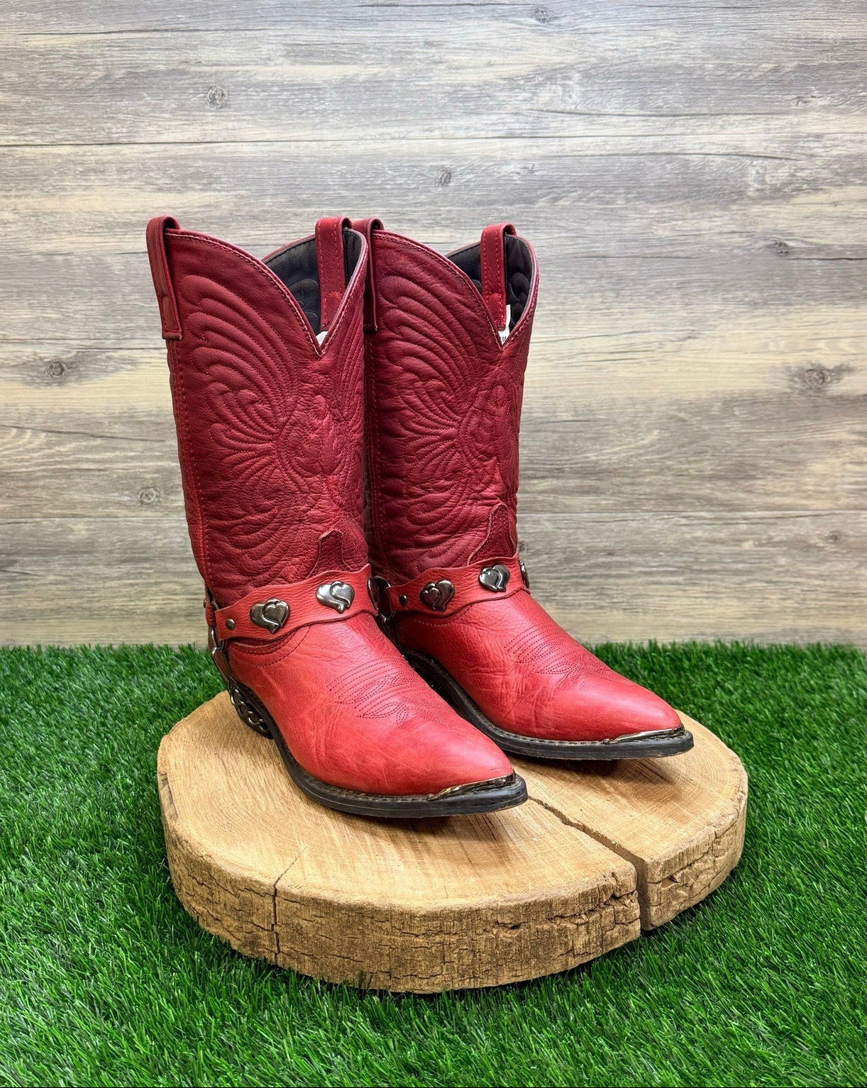 Masterson Women - Size 8M - Red Heart Harness Western Cowboy Boots Style RB7483