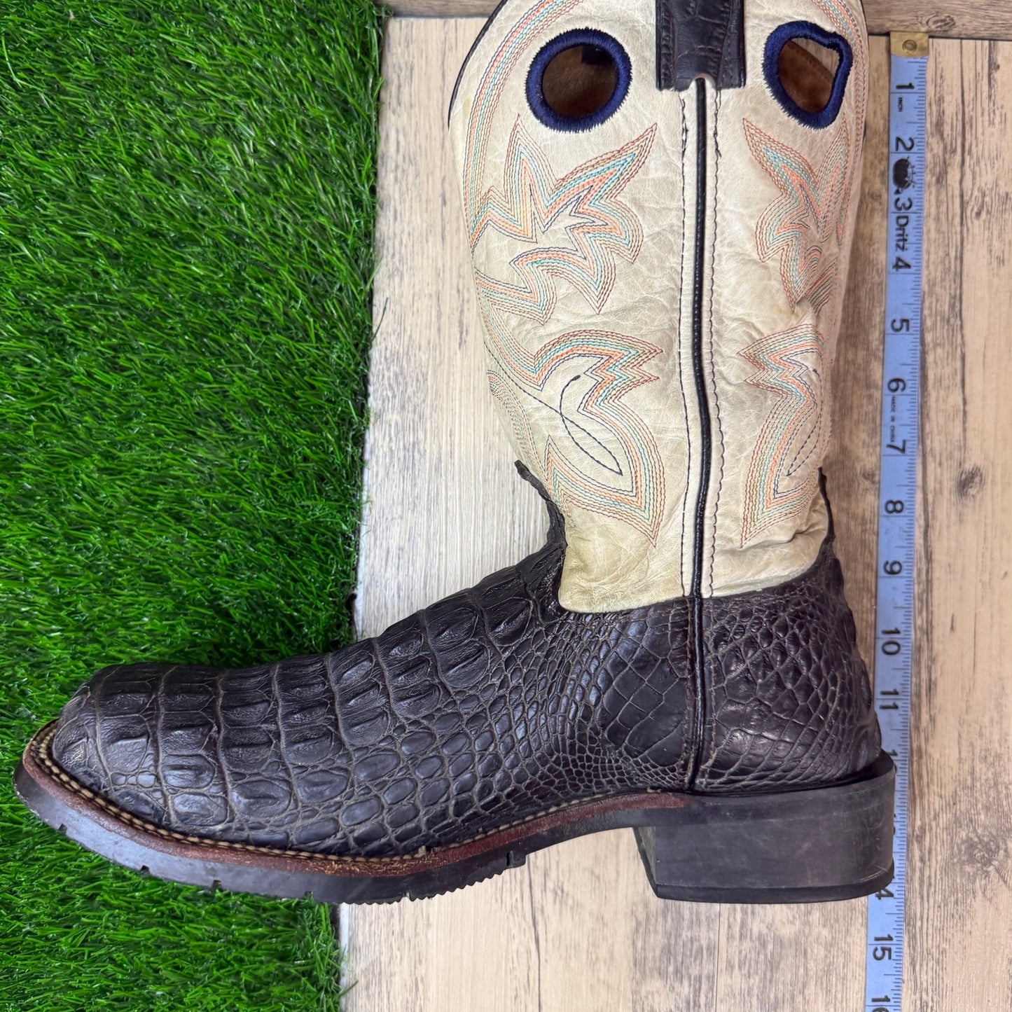 Double H Men - Size 8.5D - Black/Cream Caiman Steel Toe Work Boots DH5230