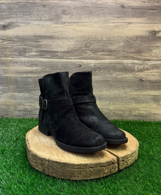 Born Women - Size 10M - Black Suede Harness Ankle Zipper Boots Style F50003
