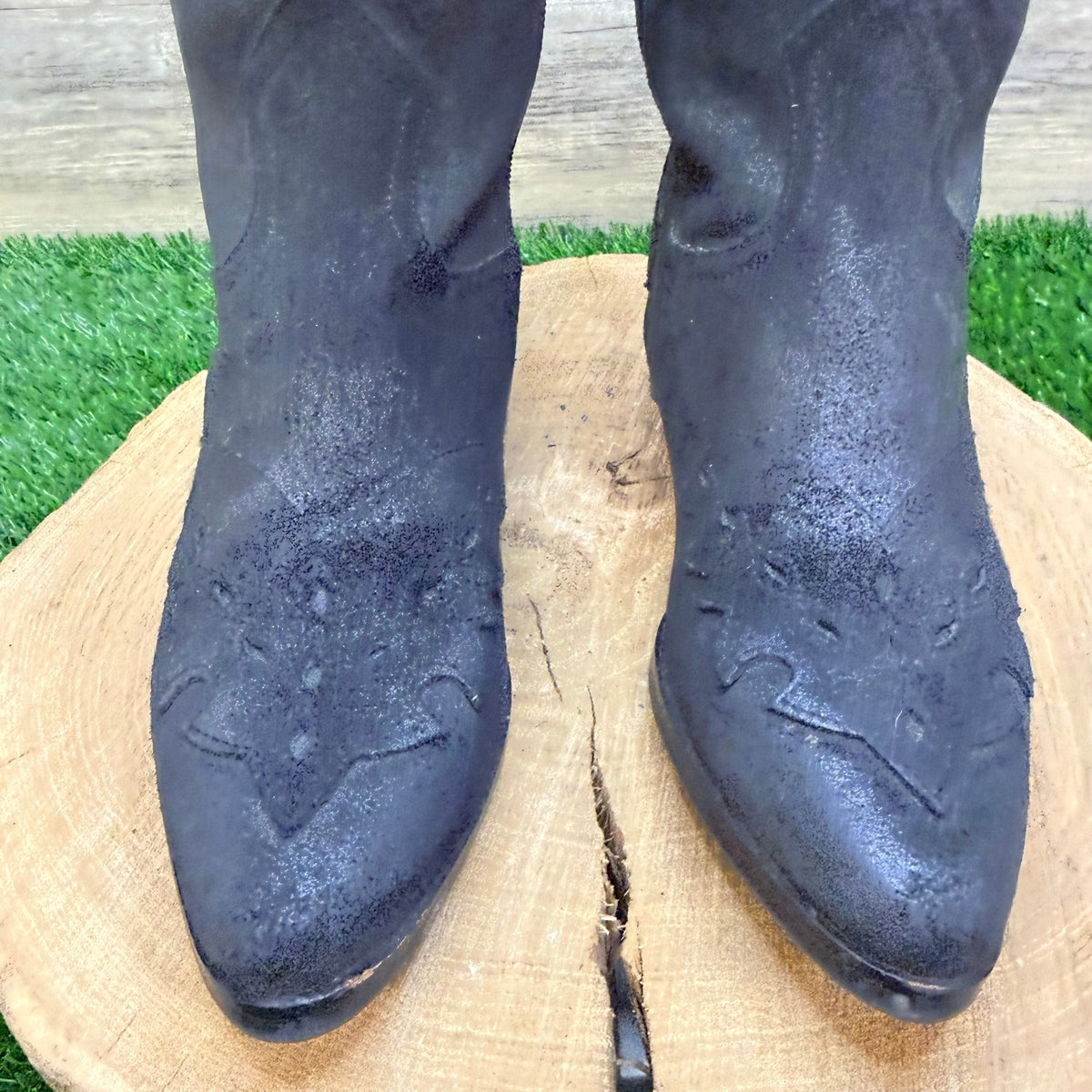 Reba Women - Size 6.5M - Black Tonal Embroidery Western Cowboy Boots Lance