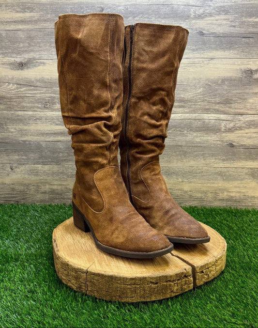 Born Women - Size 9M - Brown Suede Slouch Tall Boots Style CQG17