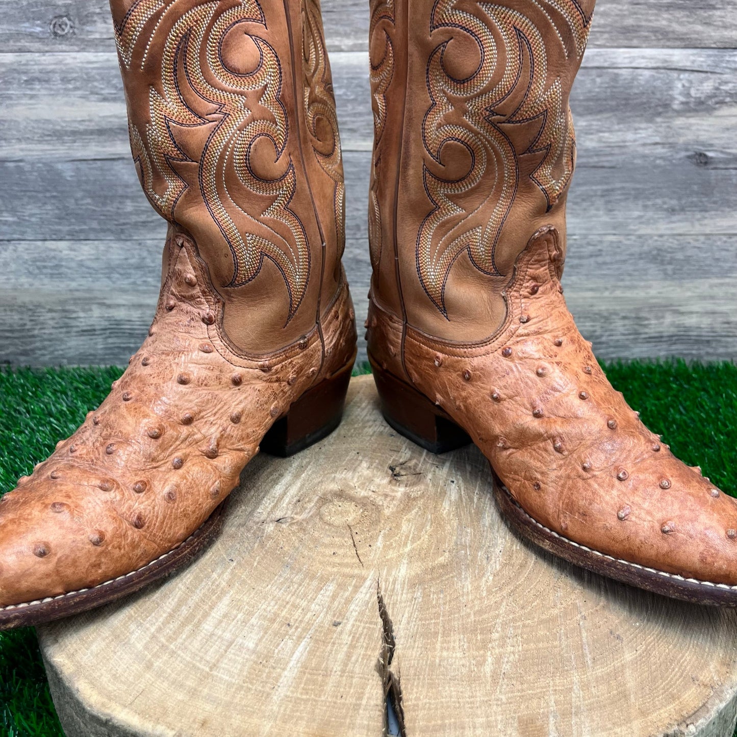 Nocona Men - Size 8.5D - Cognac Ostrich Cowboy Boots Style NB2103