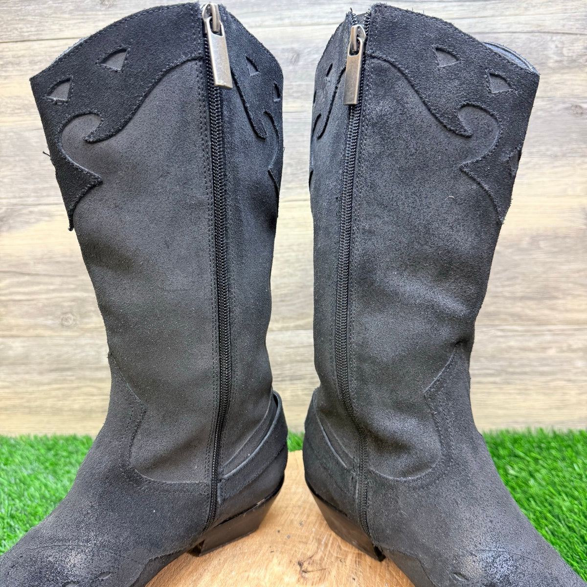 Reba Women - Size 6.5M - Black Tonal Embroidery Western Cowboy Boots Lance