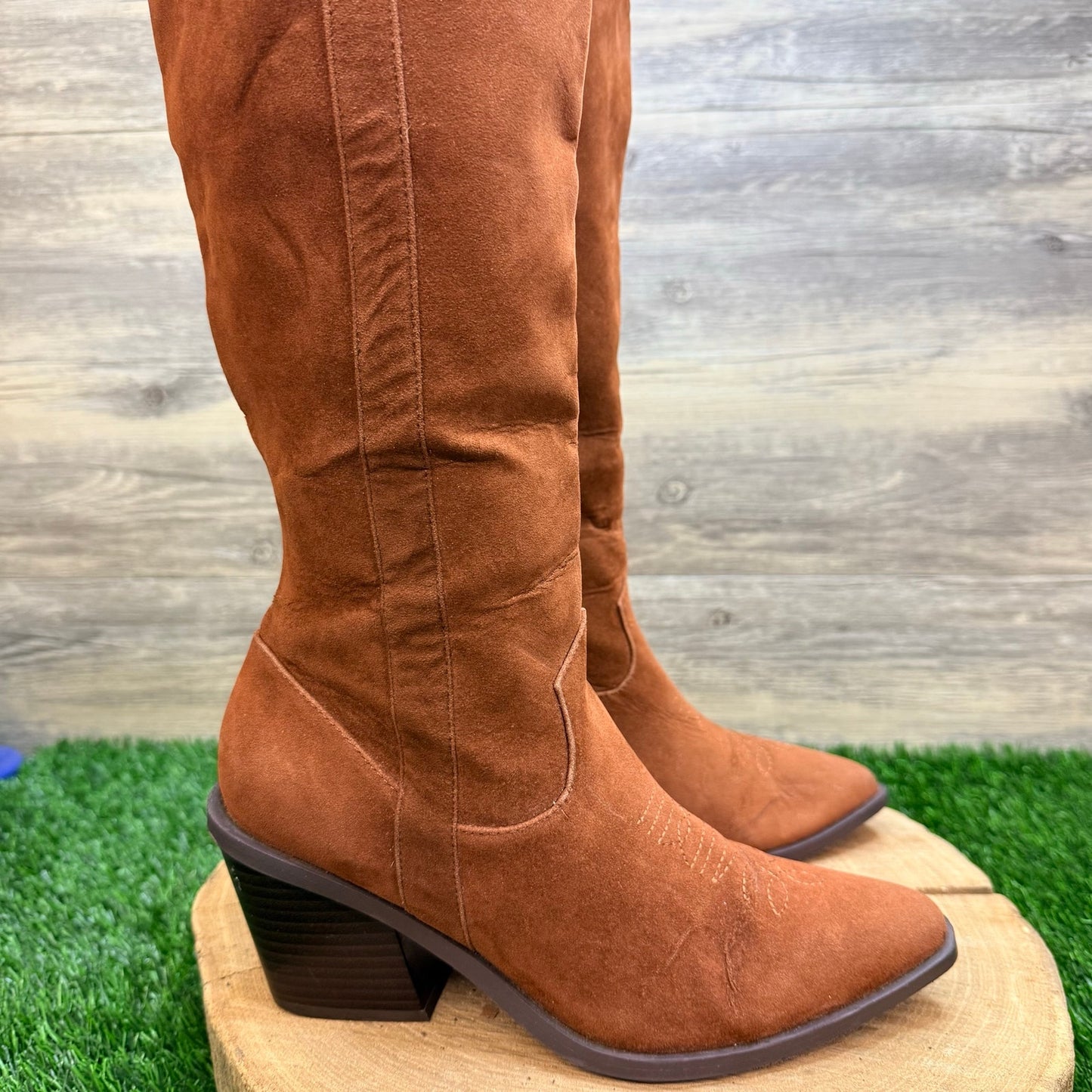 Just Fab Women - Size 7.5 - Tan Faux Suede Tall Boots Raine