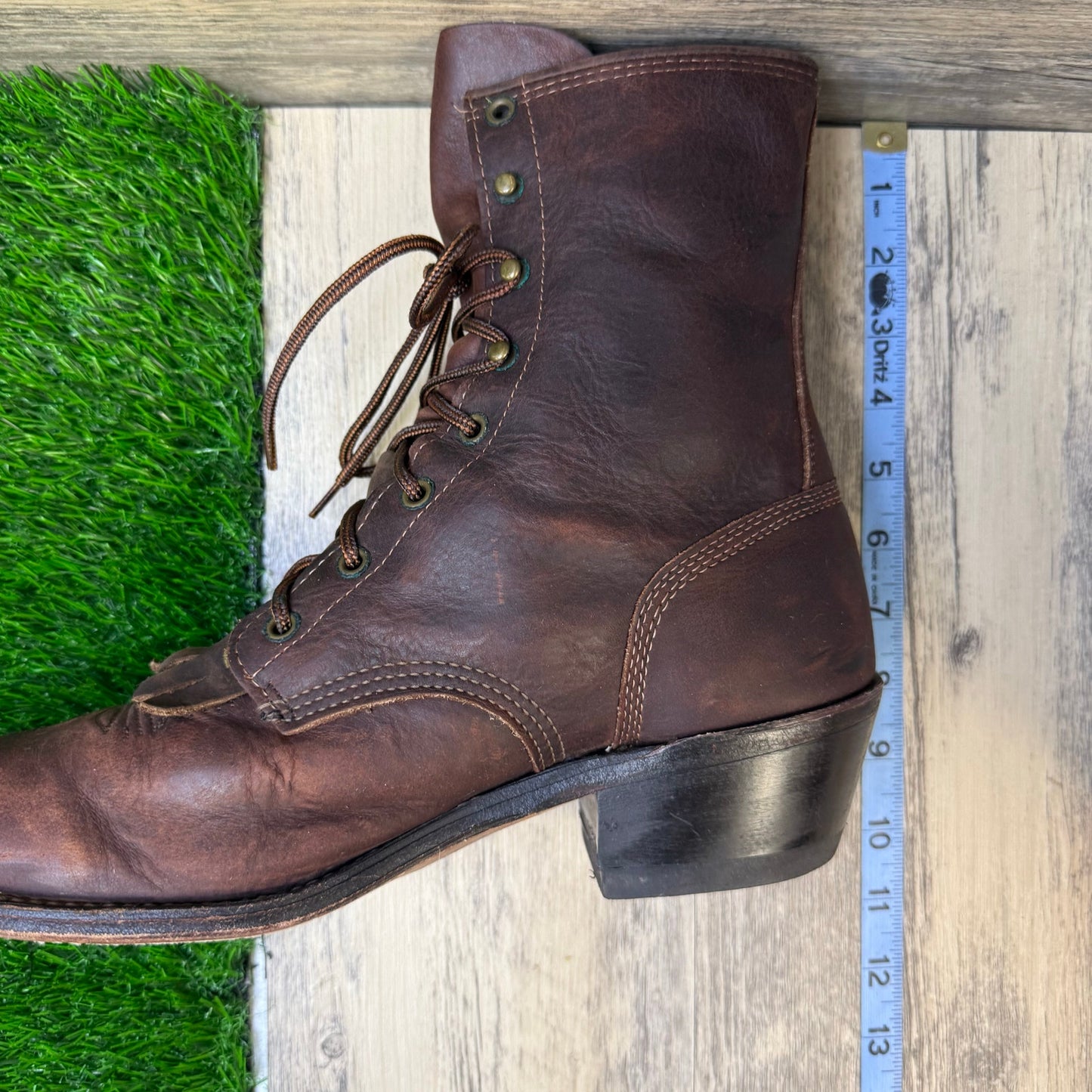 Unknown Men - Size 10.5D - Vintage Brown Lace Up Cowboy Boots Style 6020