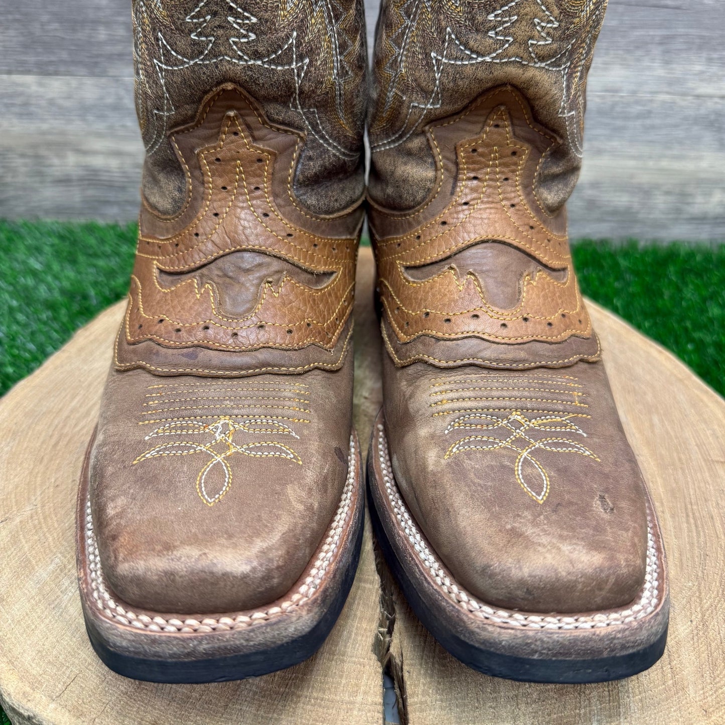 Reyme Men - Size 6.5 - Brown Longhorn Square Toe Cowboy Boots Style 35439