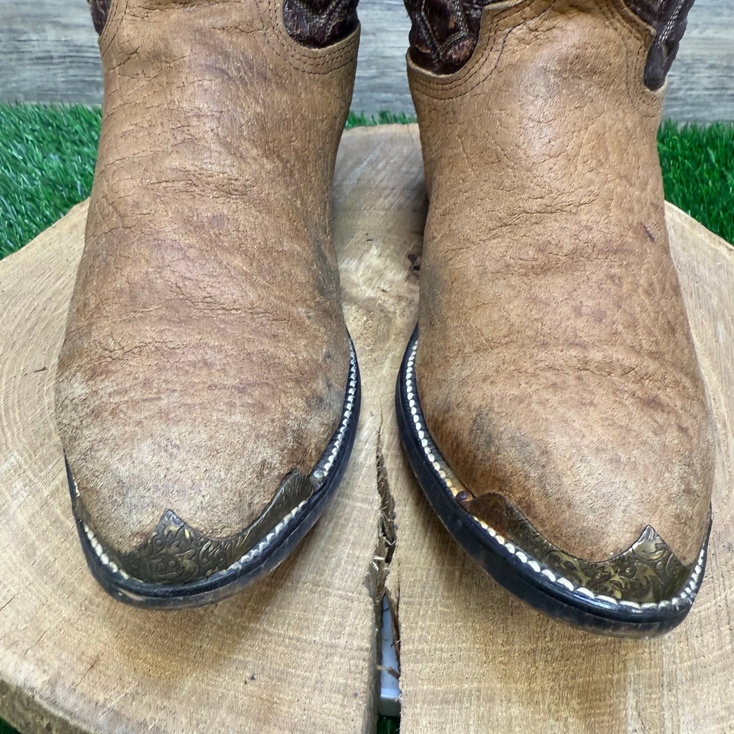 Silverado Men - Size 9D - Vintage Two Tone Brown Cowboy Boots Style 42295