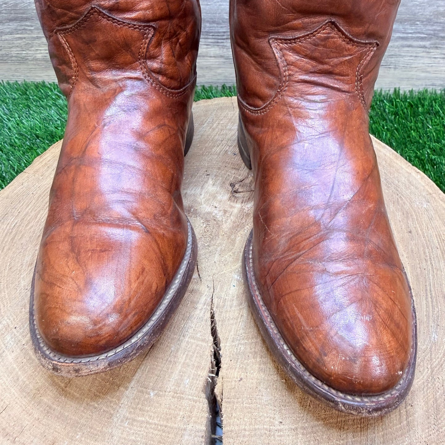 Justin Women - Size 8B - Vintage Marbled Brown Roper Western Cowboy Boots L3163