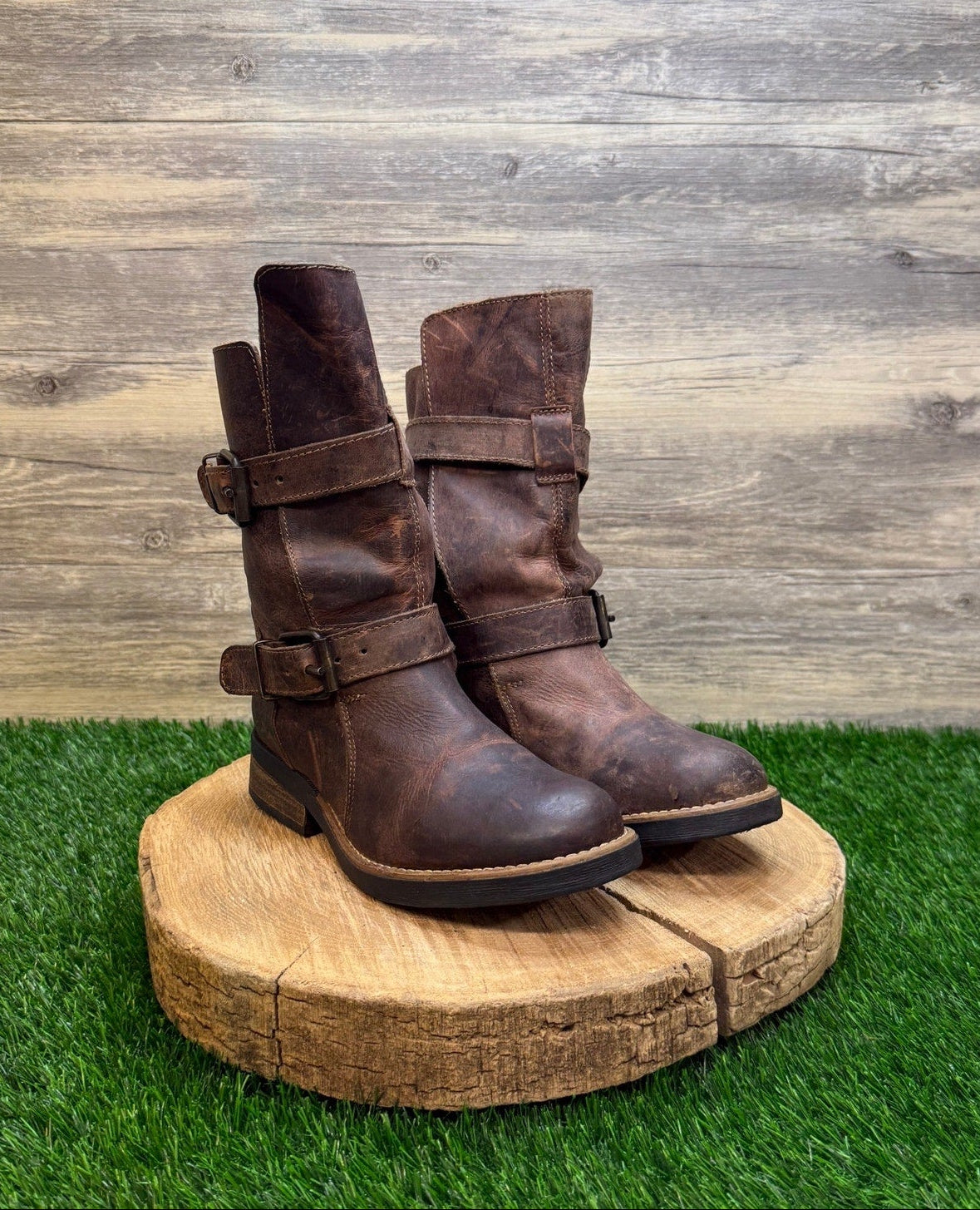 Steve Madden Women - Size 7M - Brown Buckle Ankle Boots Style Caveat
