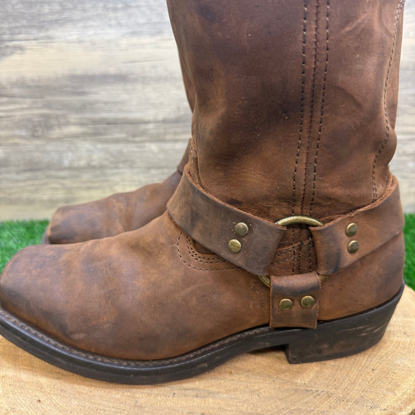 Dingo Men - Size 9EW Brown Gaucho Harness Square Toe Moto Boots DI19074