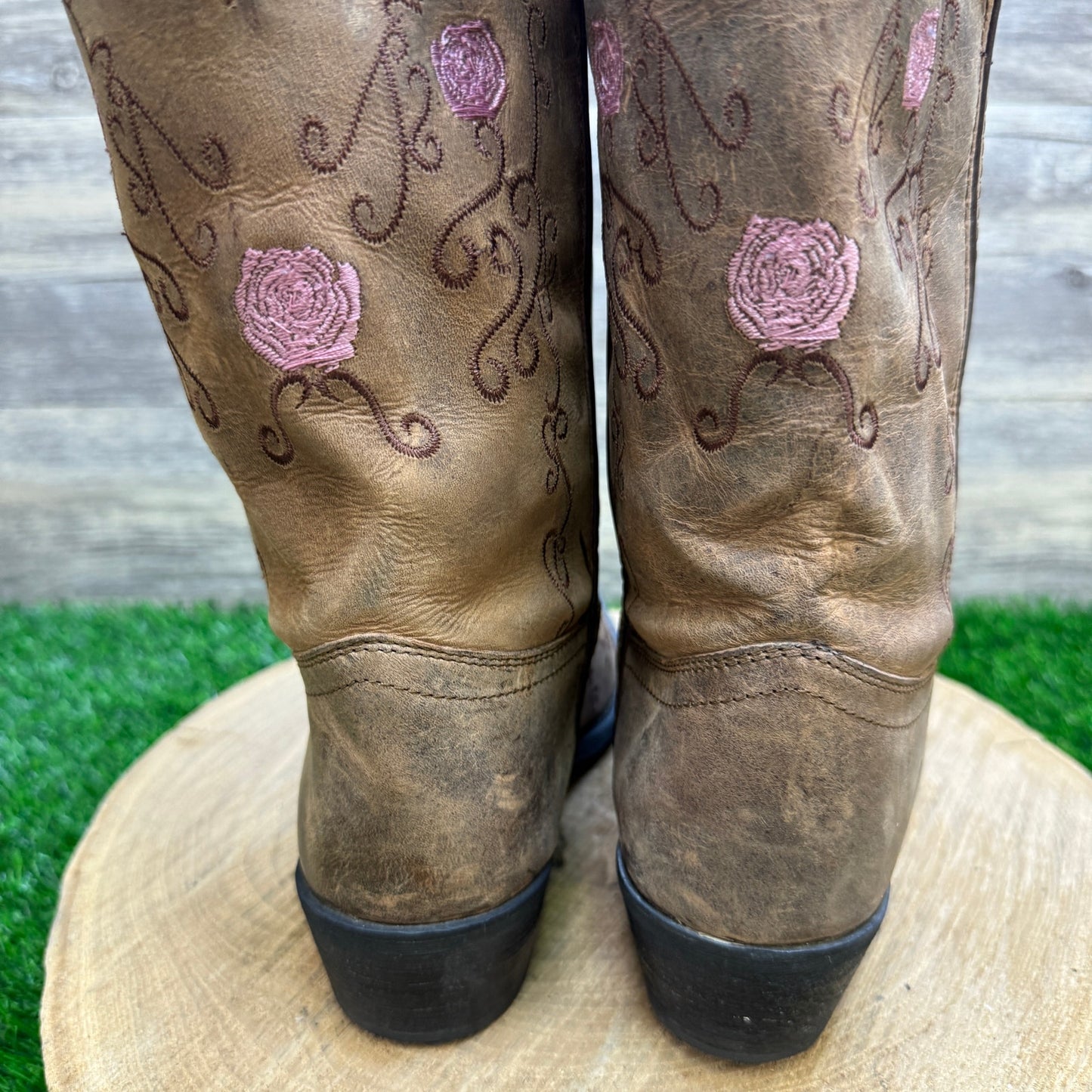 Smoky Mountain Youth - Size 7R - Brown/Pink Floral Cowboy Boots Style 3771Y