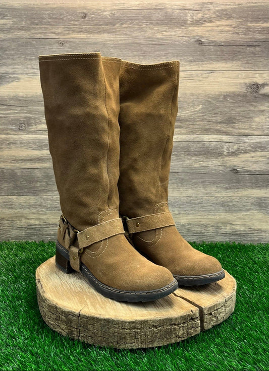 Nine West Women - Size 7.5 - Tan Suede Harness Tall Boots