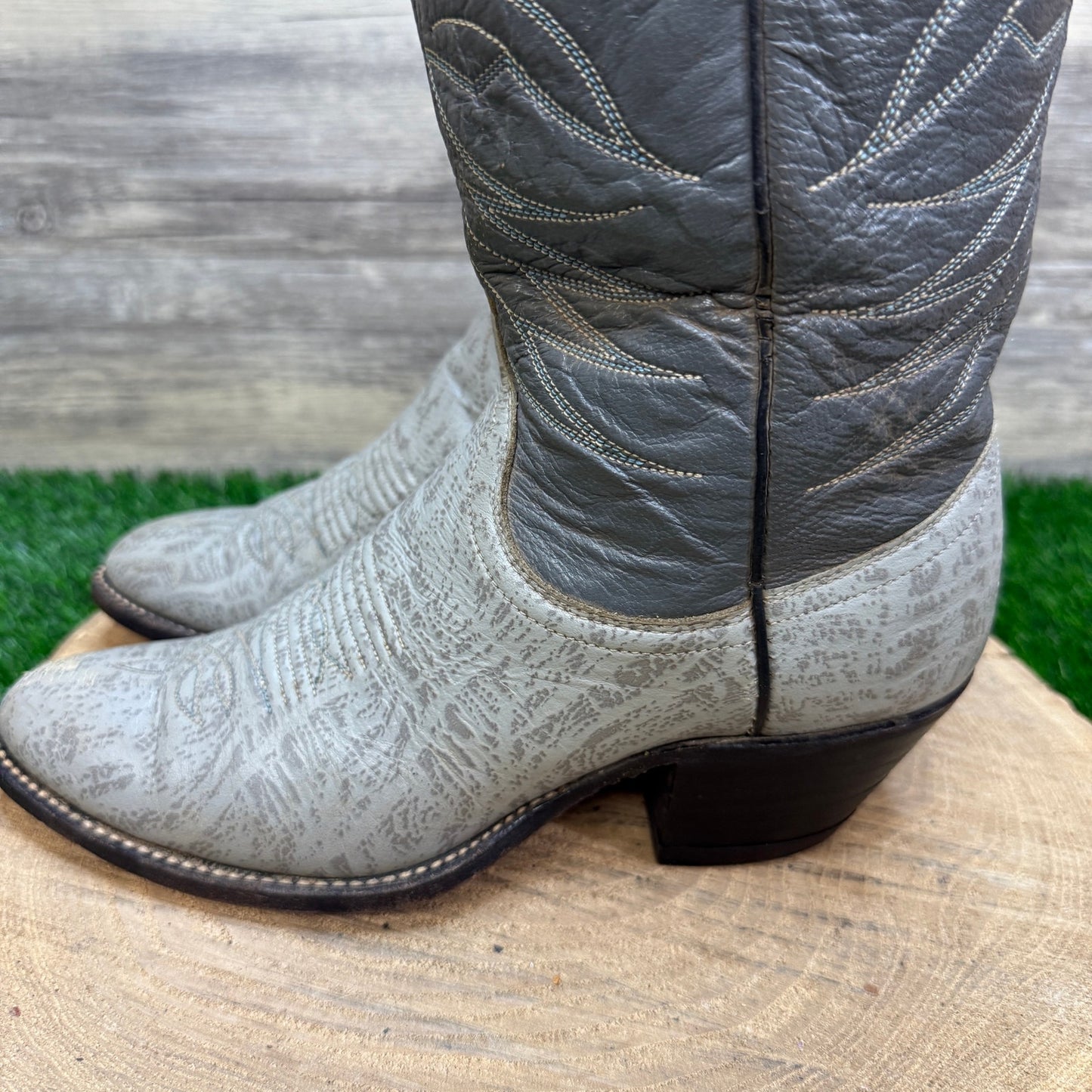 Dan Post Women - Size 7 - Vintage Gray/Blue Caribou Western Cowboy Boots 4243