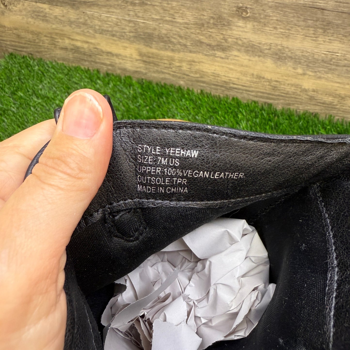 Charles Albert Women - Size 7 - Black Faux Leather Cowboy Boots