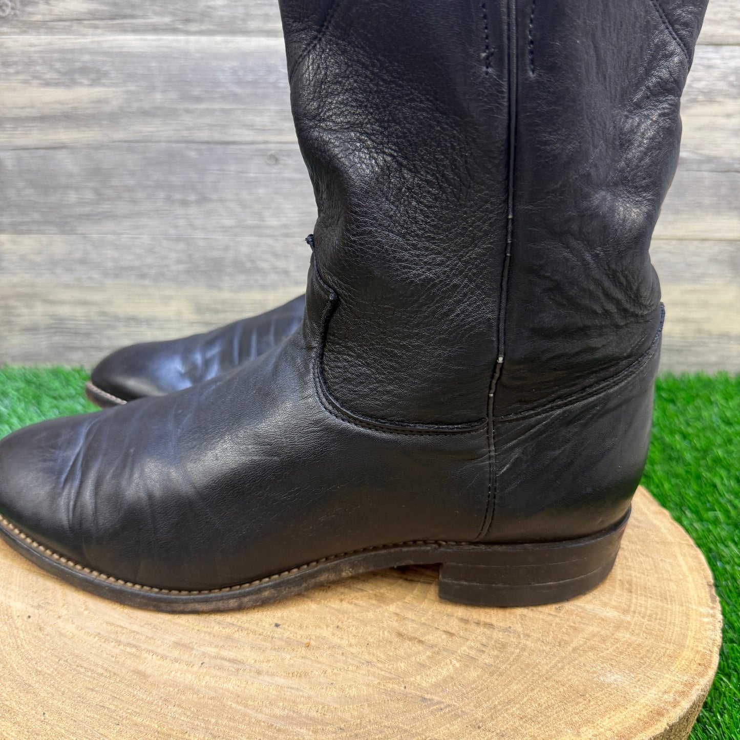 Justin Men - Size 10EE - Black Roper Cowboy Boots Style 3620
