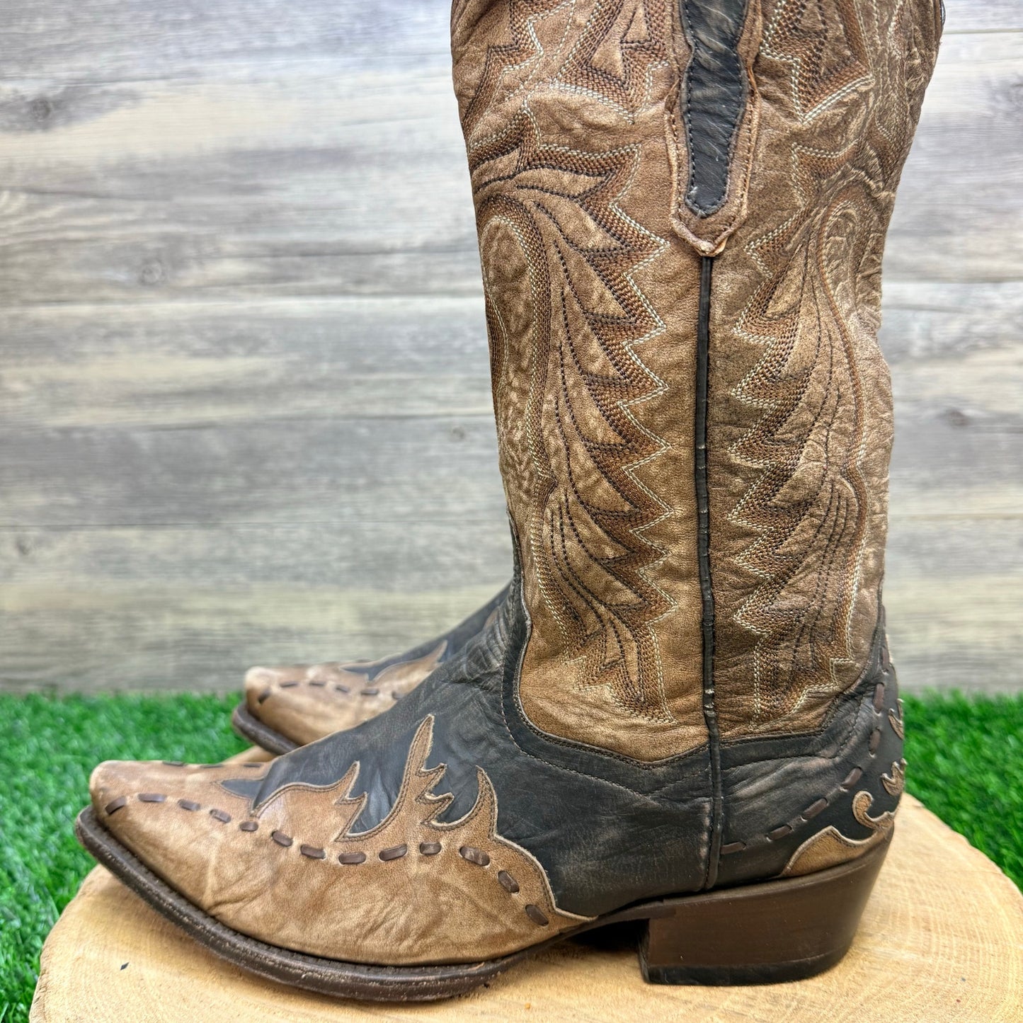 Dan Post Men - Size 7.5D - Black/Brown Lucky Break Cowboy Boots DP2249