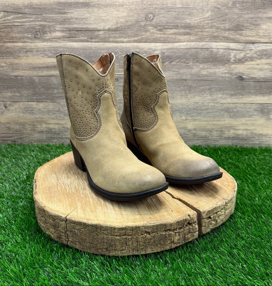 BOC Women - Size 6.5 - Sand Studded Suede Ankle Zipper Boots 42117
