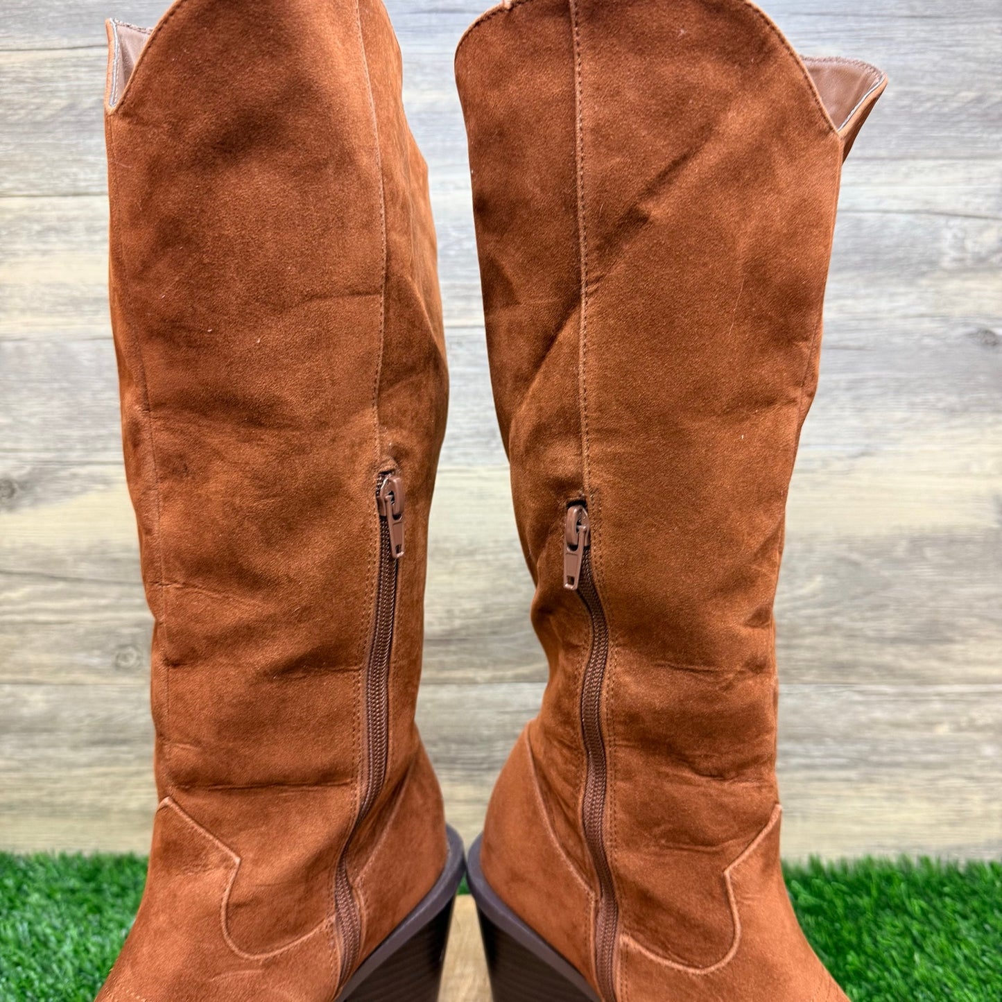 Just Fab Women - Size 7.5 - Tan Faux Suede Tall Boots Raine
