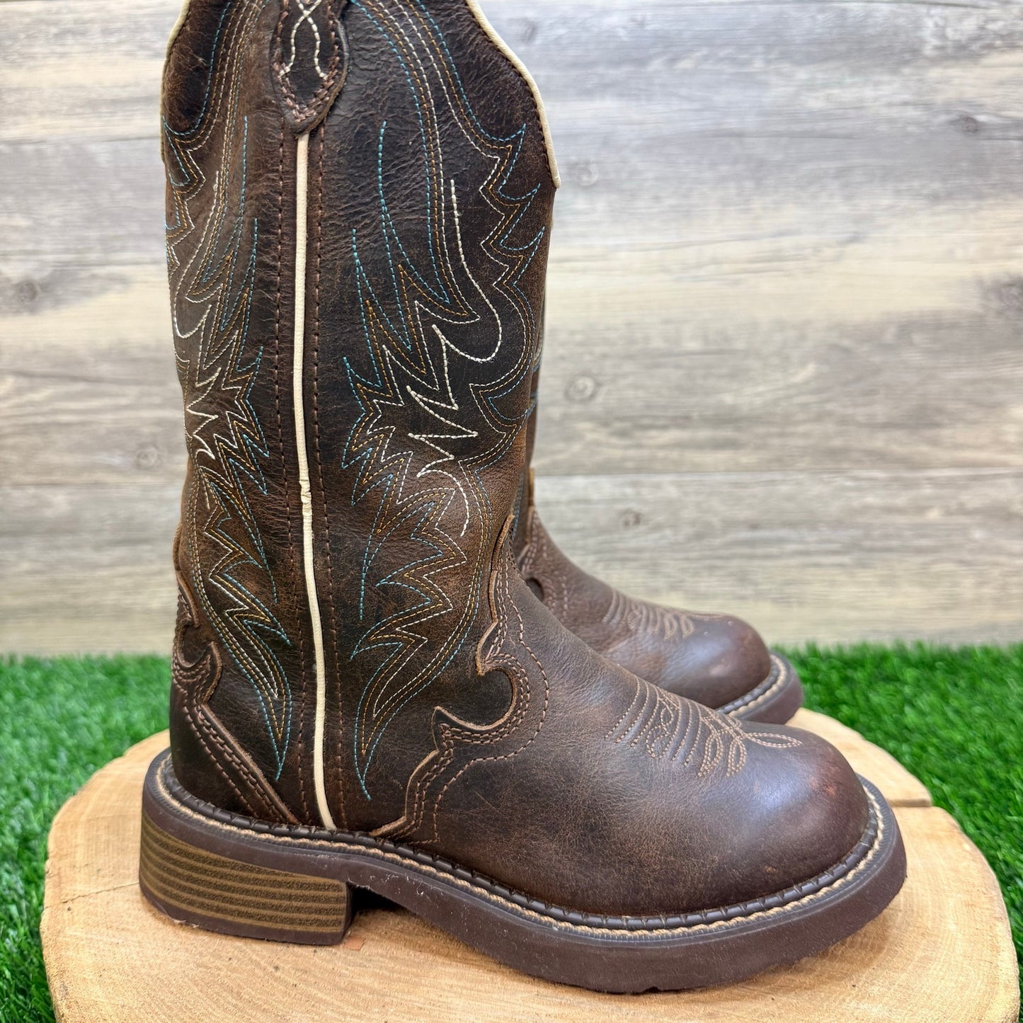 Justin Gypsy Women - Size 5B - Brown / Turquoise Cowboy Boots L2911