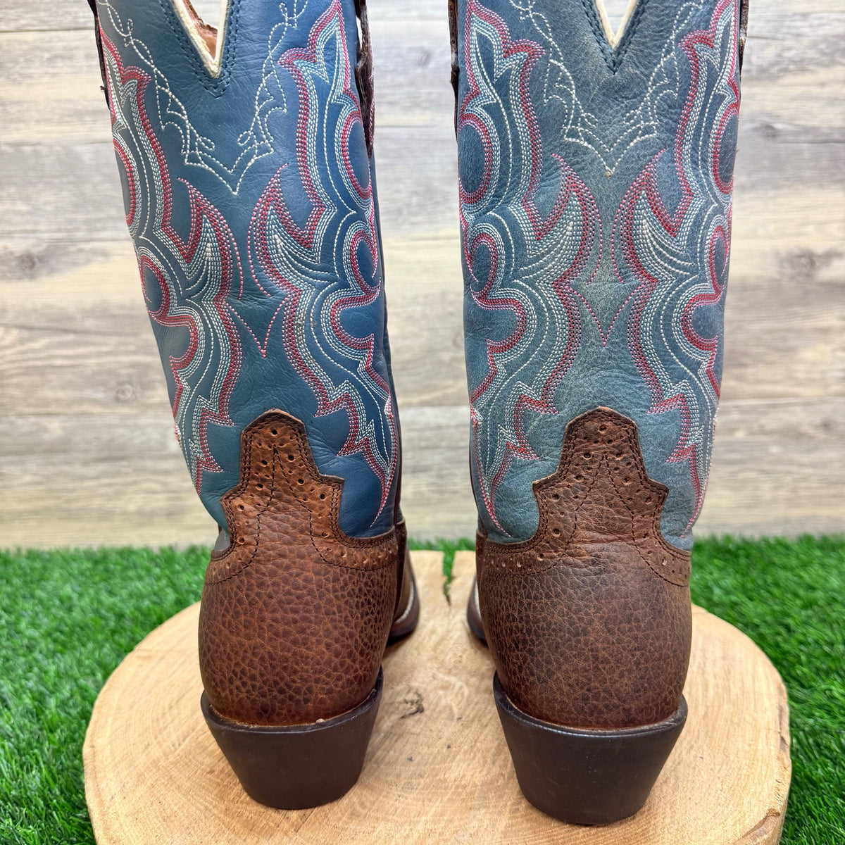 Justin Women - Size 6.5B - Teal / Brown Punchy Western Cowboy Boots L7305