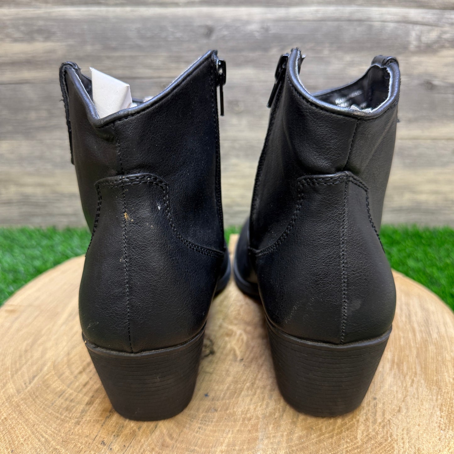 Rampage Women - Size 7.5M - Black Faux Leather Ankle Zipper Boots Whendl