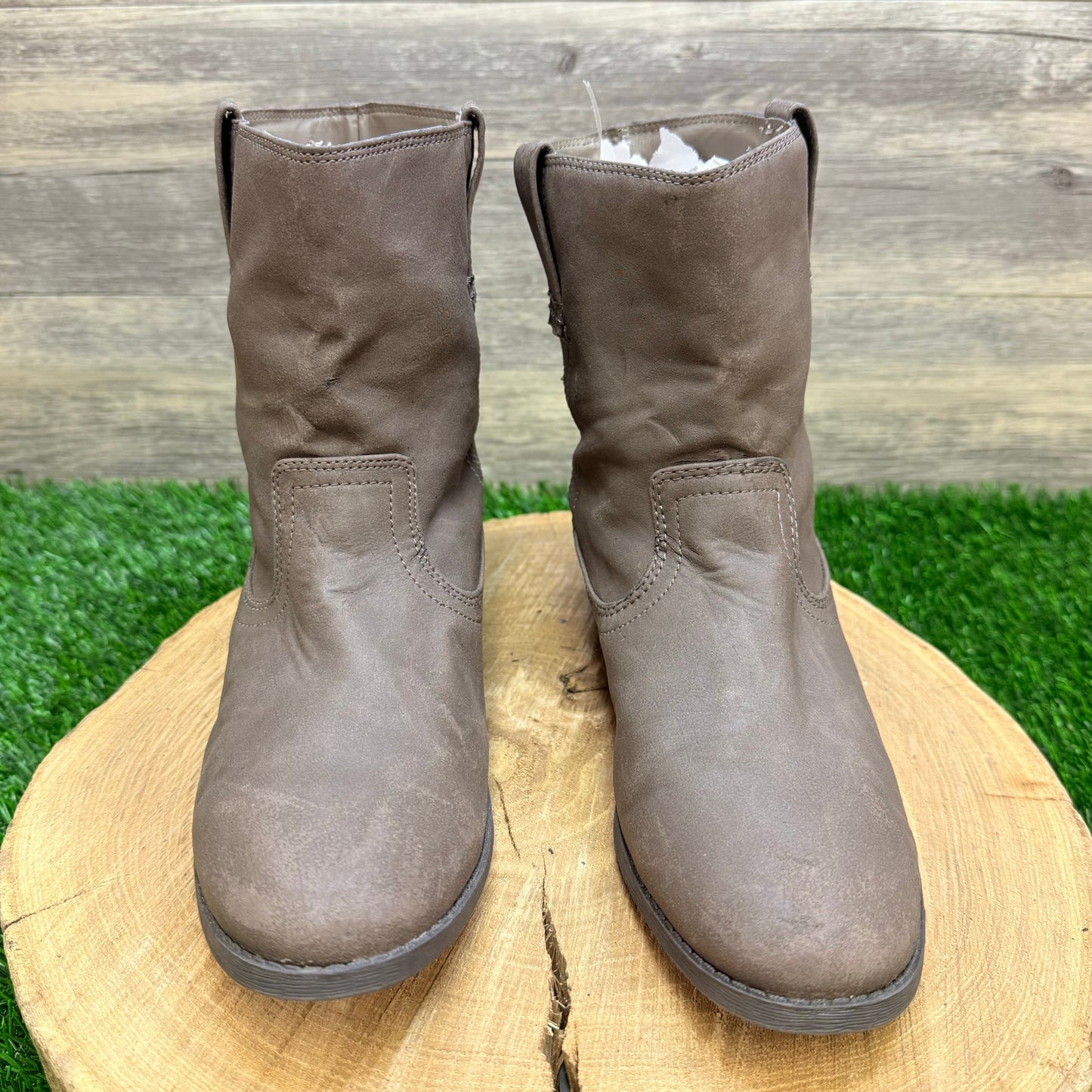 Faded Glory Women - Size 8 - Brown Faux Leather Ankle Boots 607728