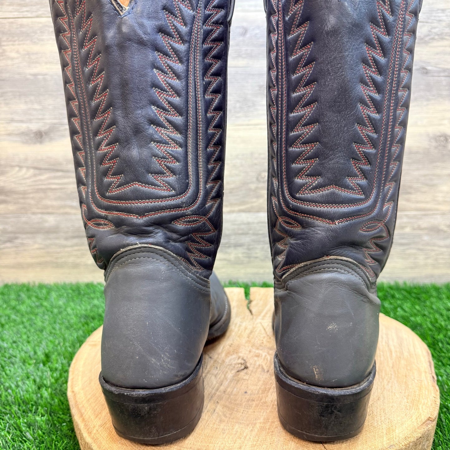 Iron Age Men - Size 8D - Vintage Black / Gray Steel Toe Cowboy Boots 5077