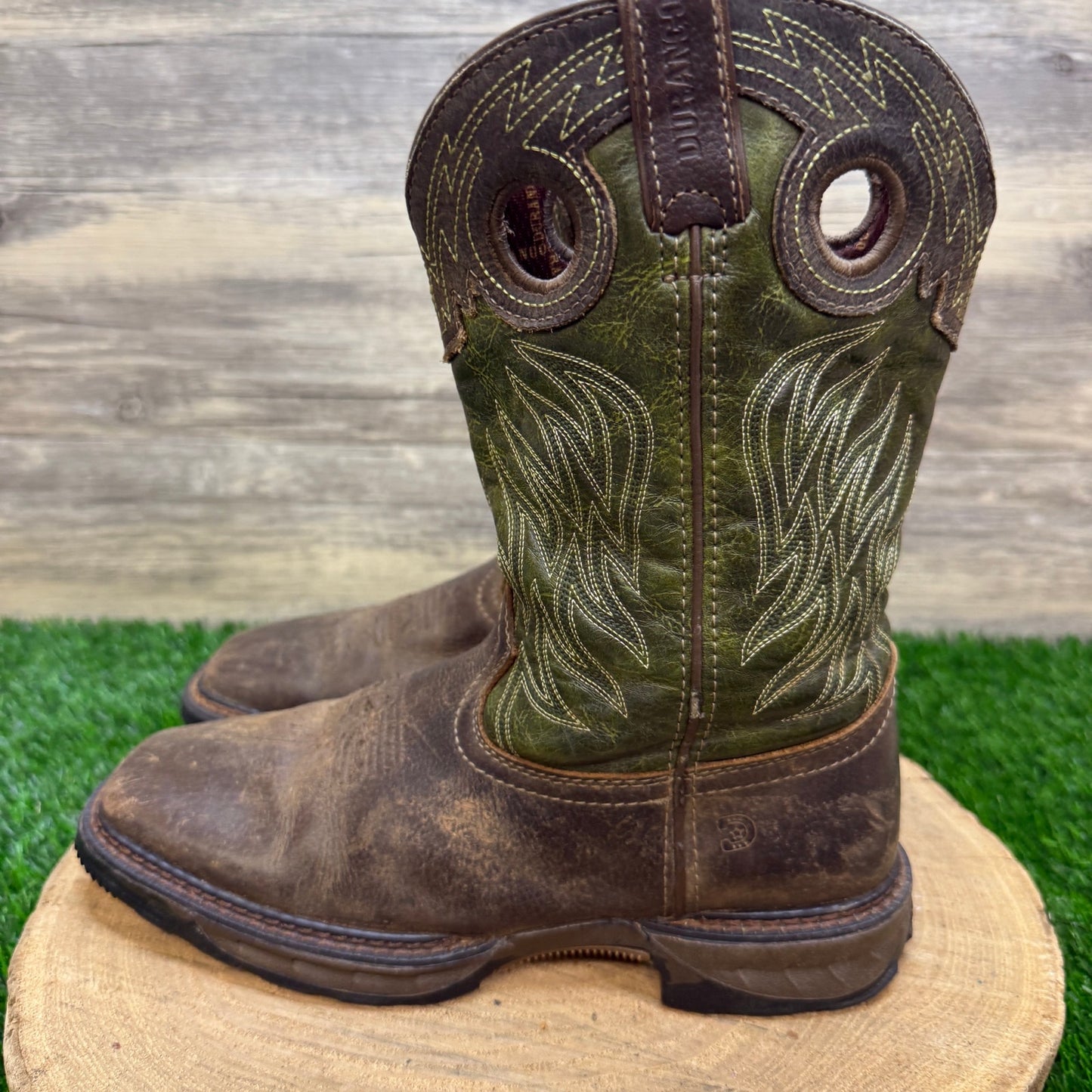 Durango Youth - Size 5M - Brown/Green Square Toe Cowboy Boots Style DBT0215Y
