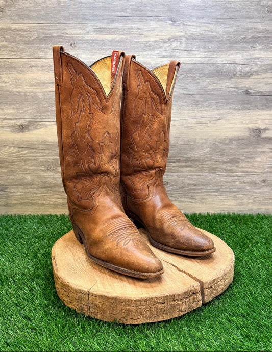 Dan Post Men - Size 9D - Vintage Tan Marlboro Western Cowboy Boots P2551