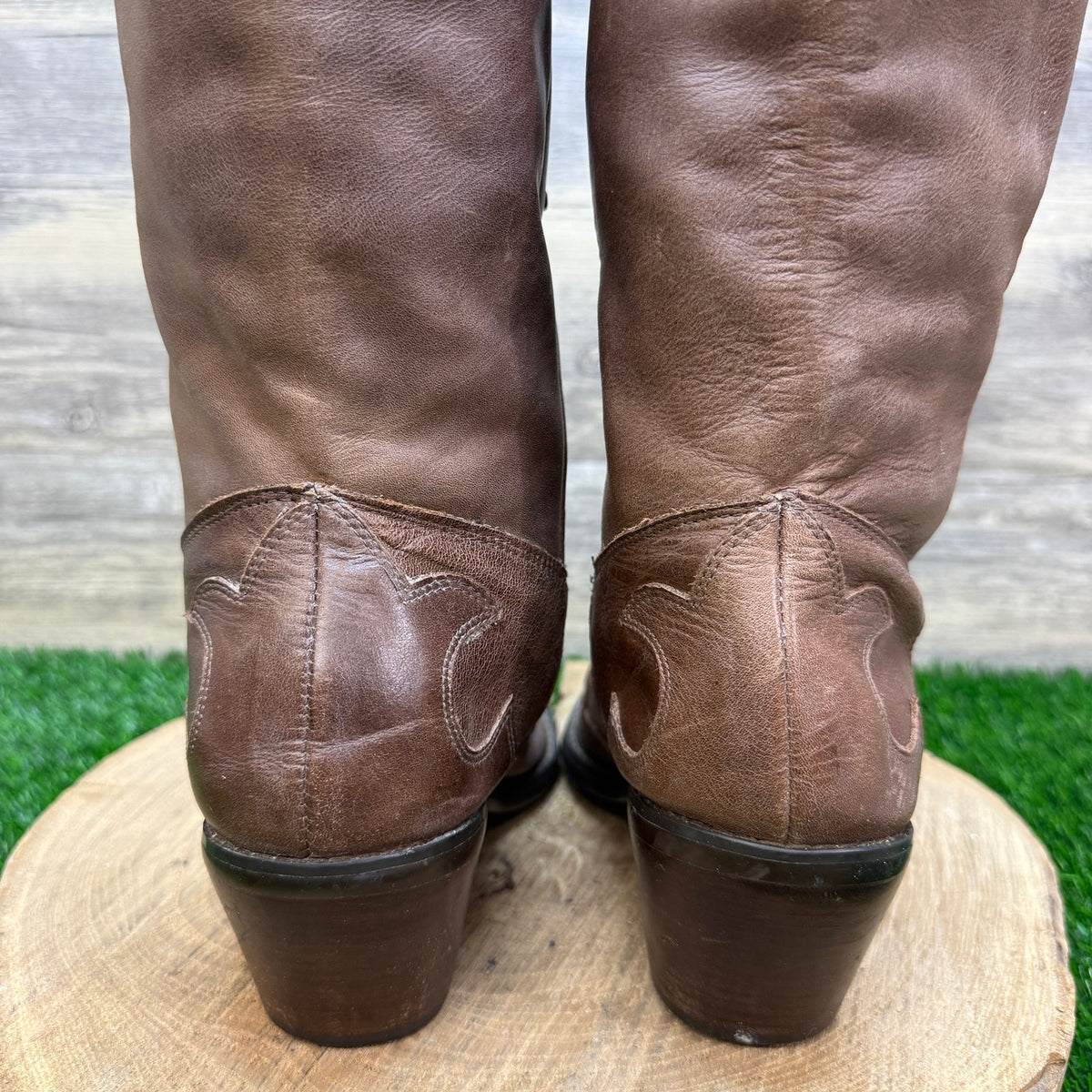 Nine West Women - Size 10M - Tan Studded Cowboy Boots Style Poulin