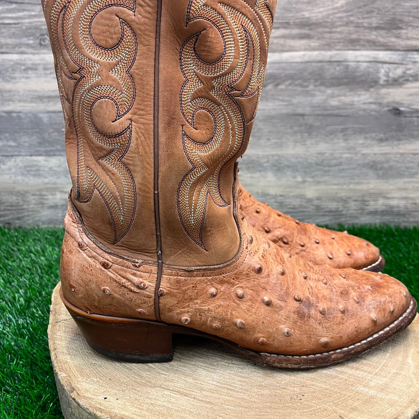 Nocona Men - Size 8.5D - Cognac Ostrich Cowboy Boots Style NB2103