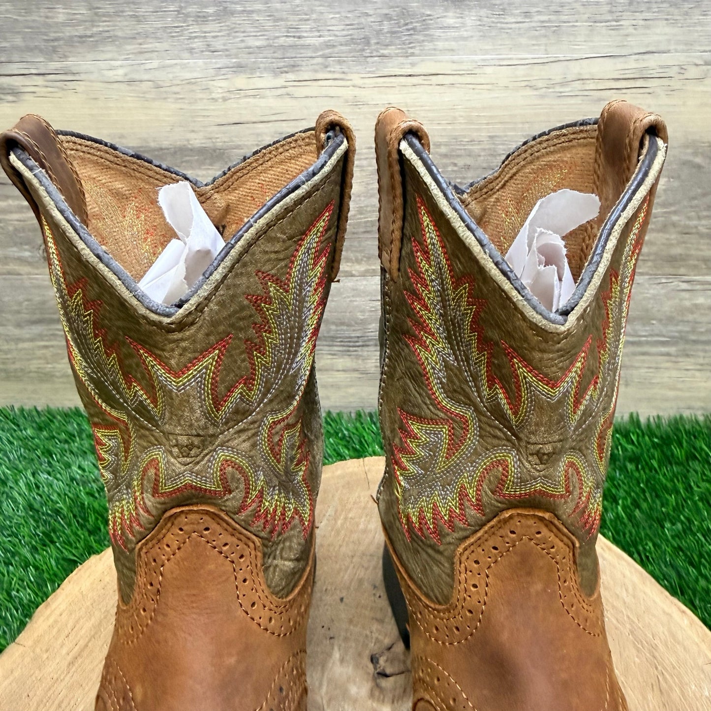Ariat Youth - Size 1.5 - Brown / Green Cowboy Boots 10007836