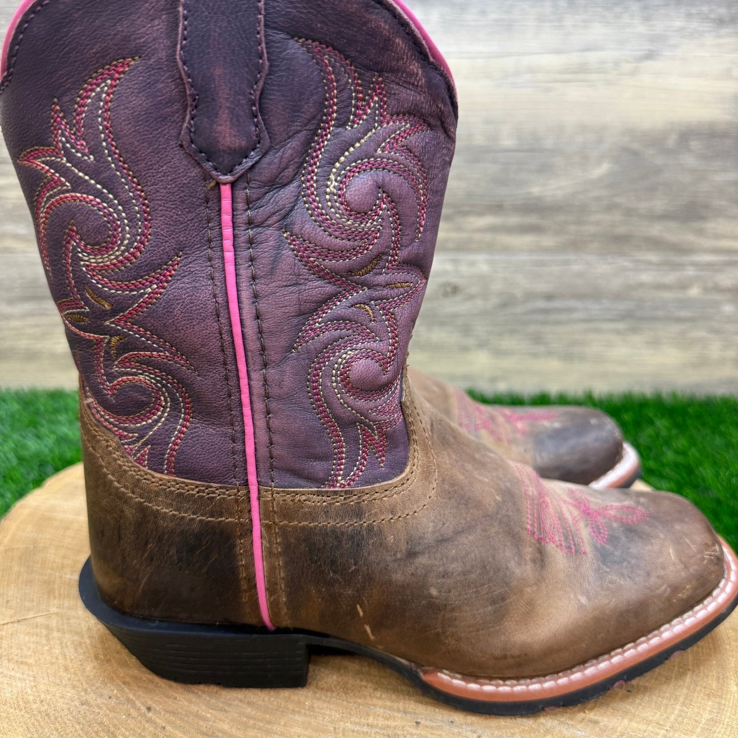 Dan Post Youth - Size 3D - Brown/Purple Square Toe Cowboy Boots DPC2947